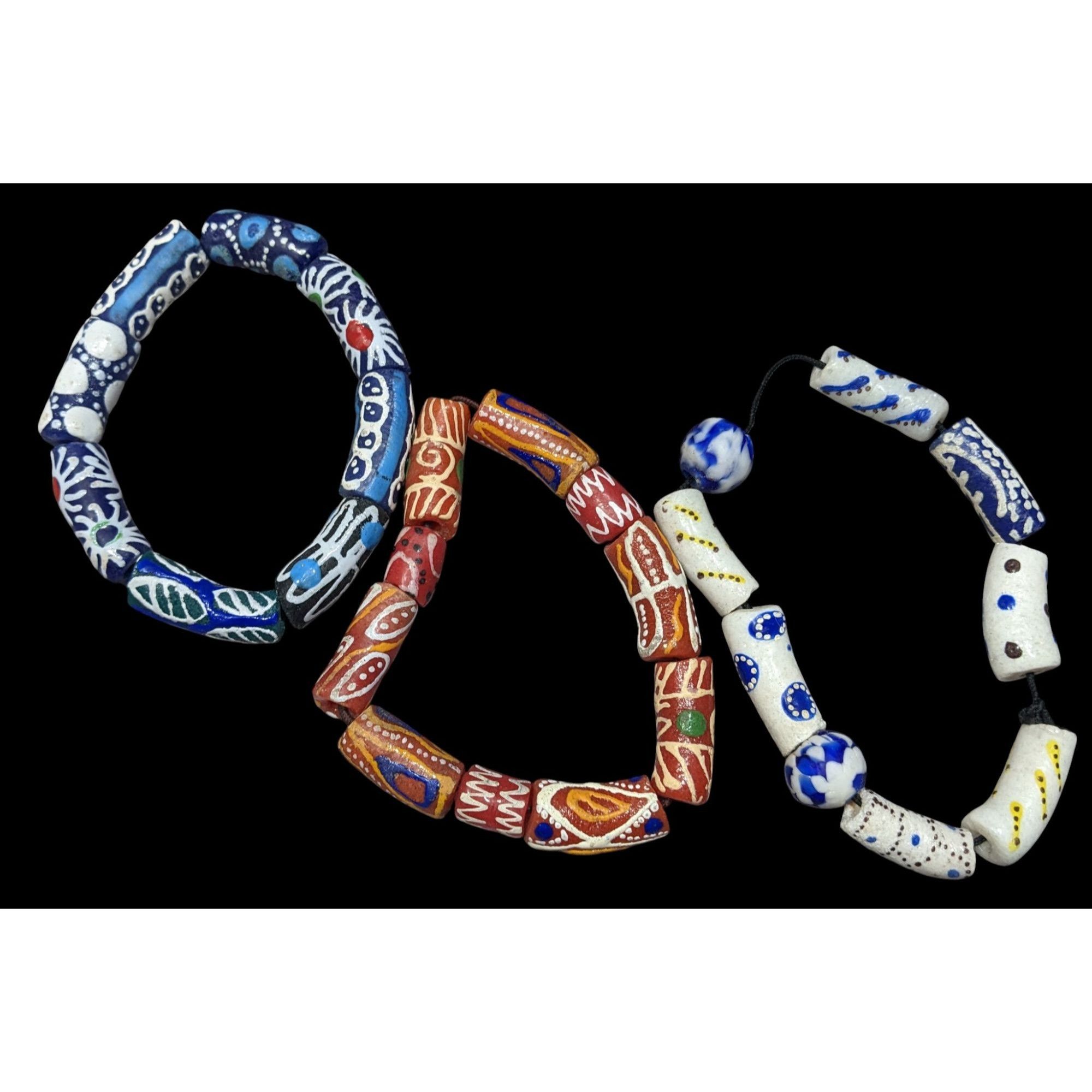 Other Handmade Ghana Africa Krobo Beaded Bracelet Set (3) Size ONE SIZE - 1 Thumbnail