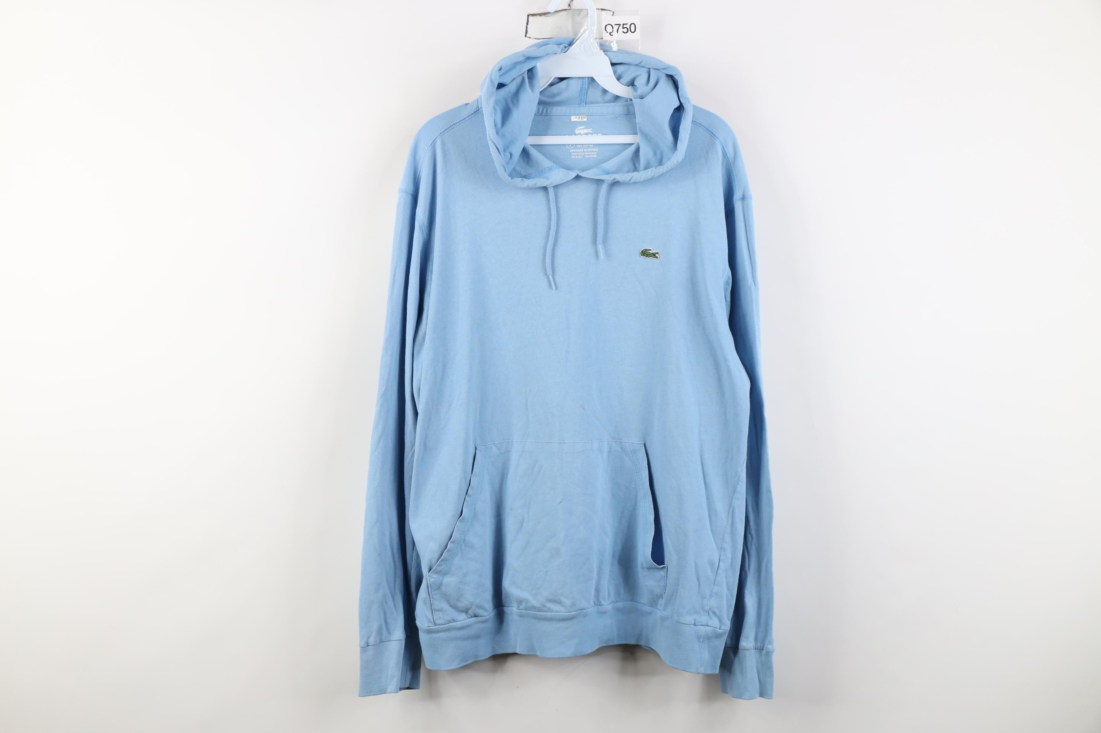 Lacoste Vtg Y2K Lacoste Logo Hoodie T-Shirt Carolina Blue Cotton Size US XL / EU 56 / 4 - 1 Thumbnail