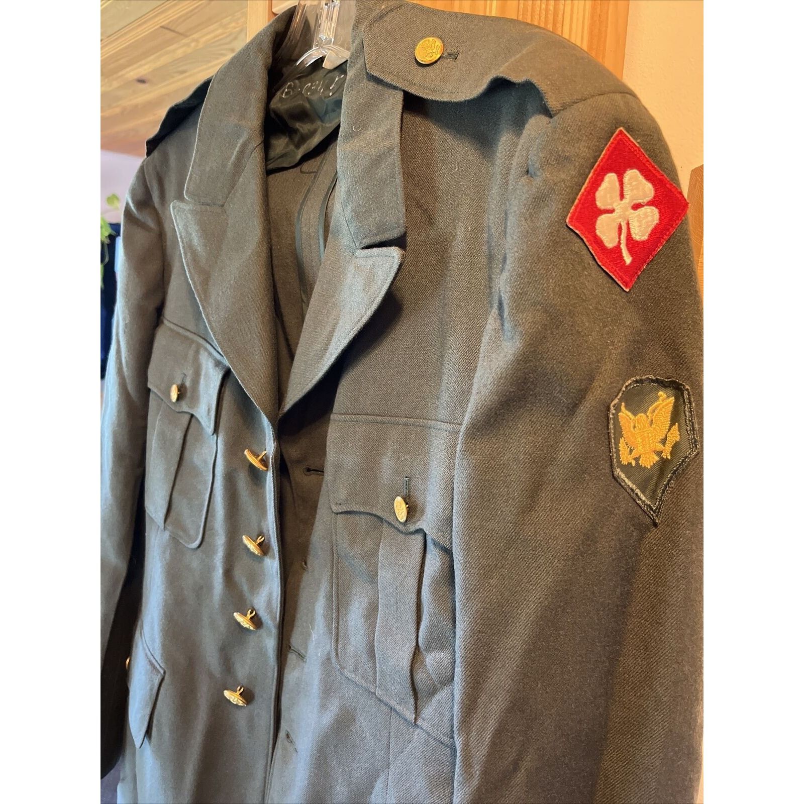 Vintage US Army Class A 1956 Men 40L Olive Green Dress VTG Wool Coat Size US M / EU 48-50 / 2 - 3 Thumbnail