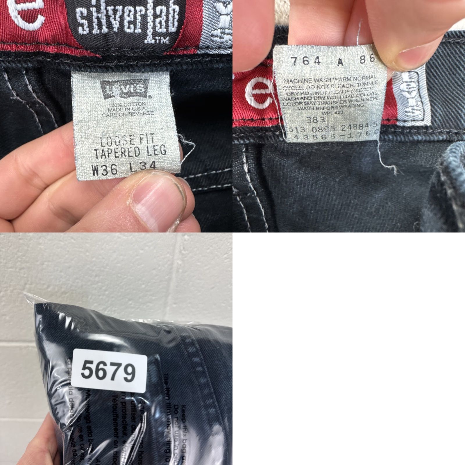 Levi's VINTAGE Levi's Silvertab Men's Jeans Wide-Leg 36x34 Black 90s Grunge Hip Hop Retro United States Mens Jeans Size US 36 / EU 52 - 11 Thumbnail