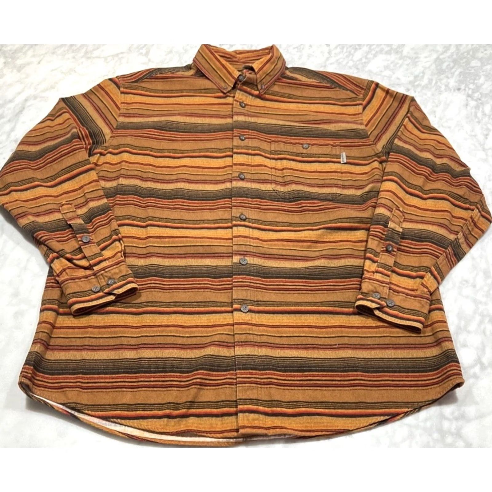 Vintage Woolrich Shirt Mens XL Bark Blanket Striped Flannel Button Down Pocket Cotton Size US XL / EU 56 / 4 - 4 Thumbnail