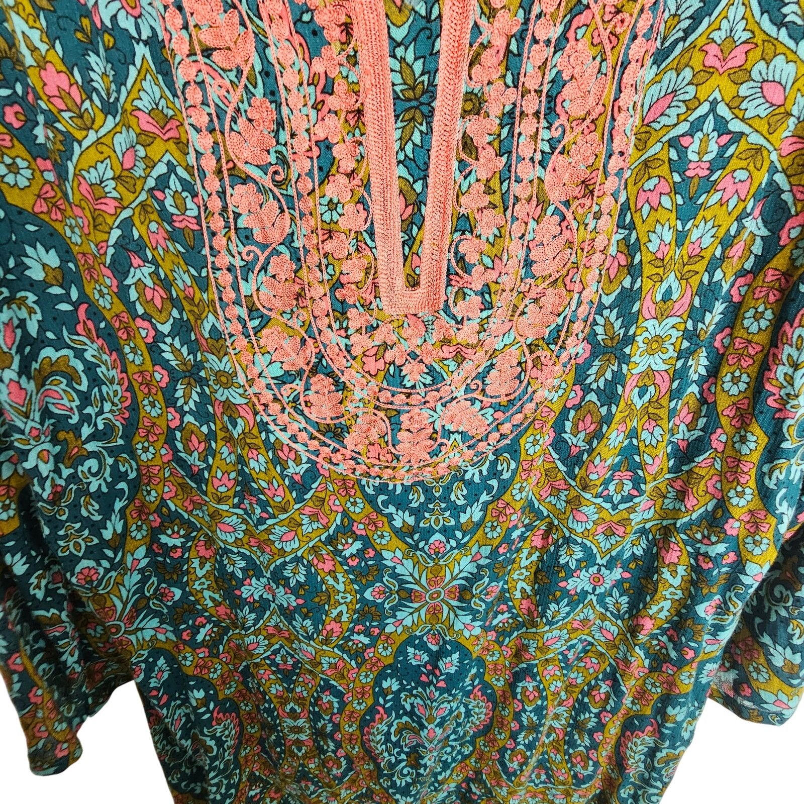 Market World Market Women Boho Maxi Longline Side Split Tunic Top Size ONE SIZE - 3 Thumbnail