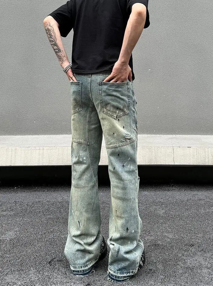Jean Paint Splatter Distressed Stacked Denim Jeans Size US 34 / EU 50 - 3 Thumbnail