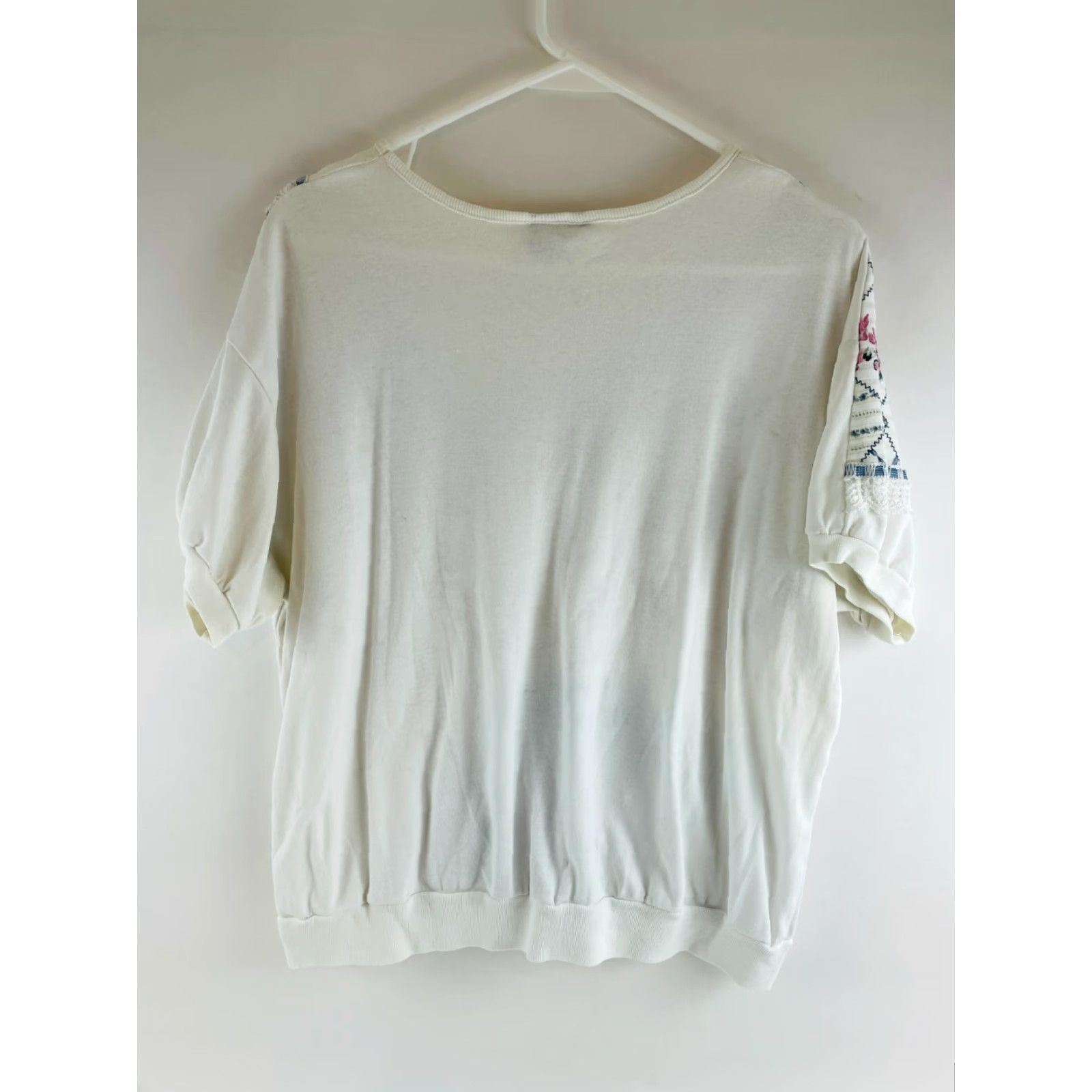 Vintage Alabuy Lace Shirt Women M White Vintage Boat Neck Floral Chevron Size M / US 6-8 / IT 42-44 - 2 Thumbnail