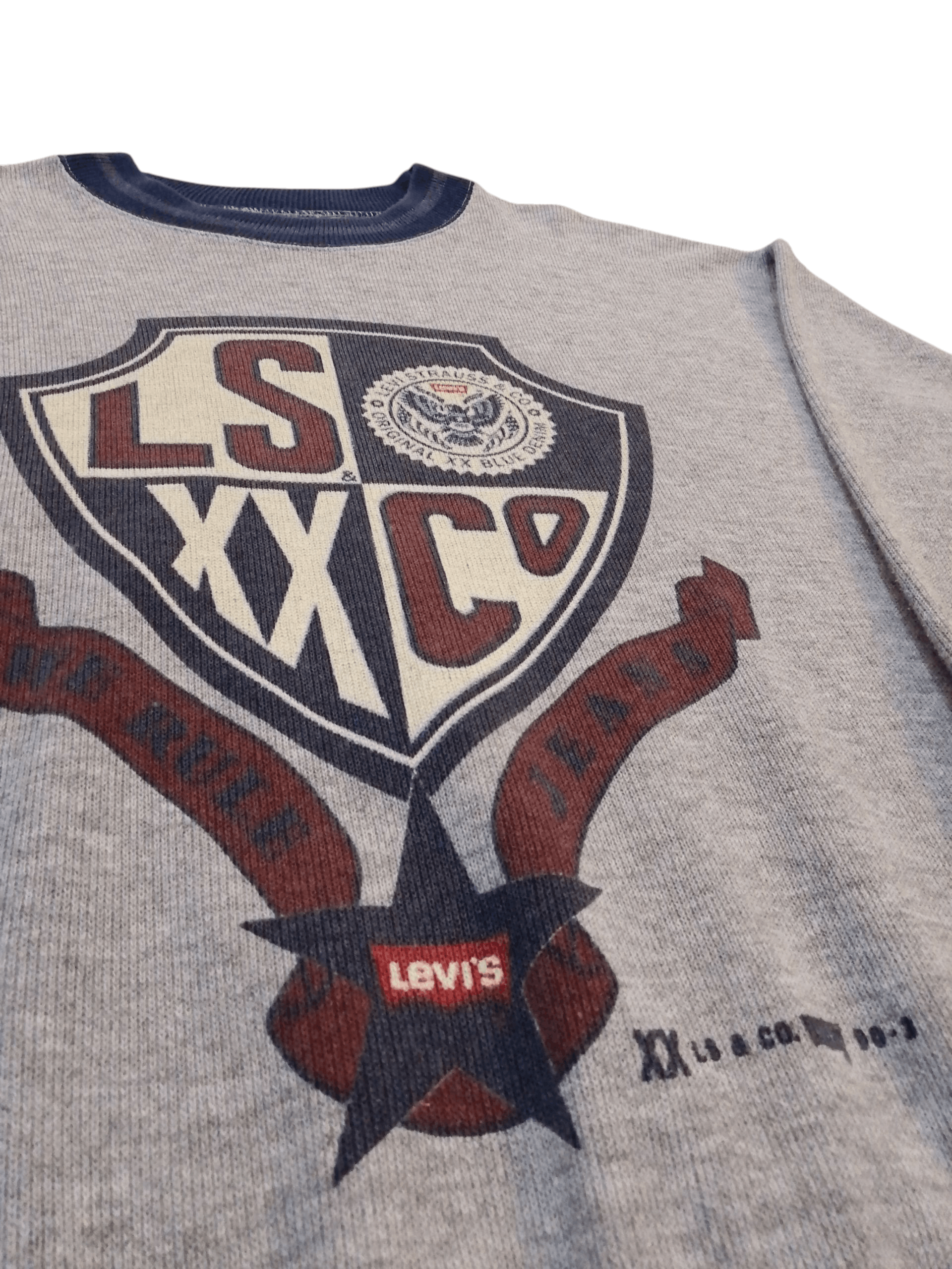 Levi's Vintage Levi’s 1990s Grey Big Logo Acrylic Print Sweater Size US L / EU 52-54 / 3 - 4 Thumbnail