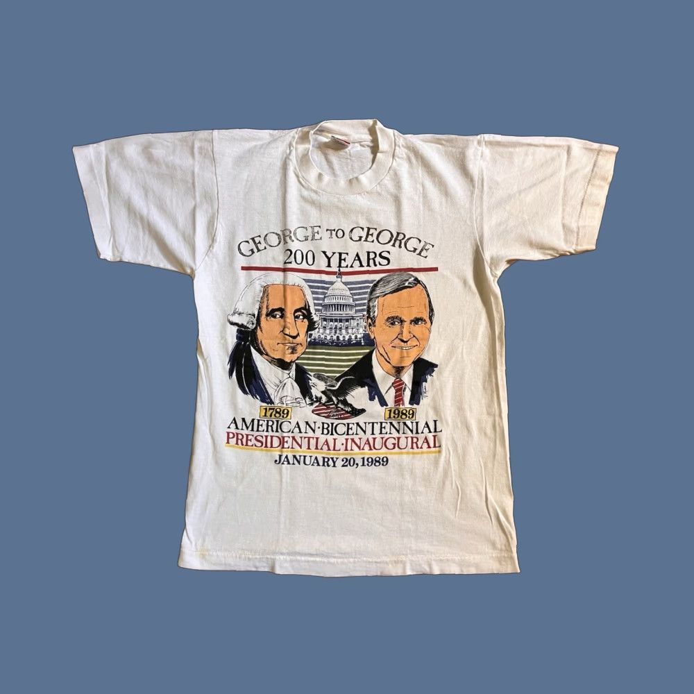 Fruit Of The Loom VINTAGE George Washington George Bush Inaugural 1989 Shirt M Single Stitch 80s Size US M / EU 48-50 / 2 - 1 Thumbnail