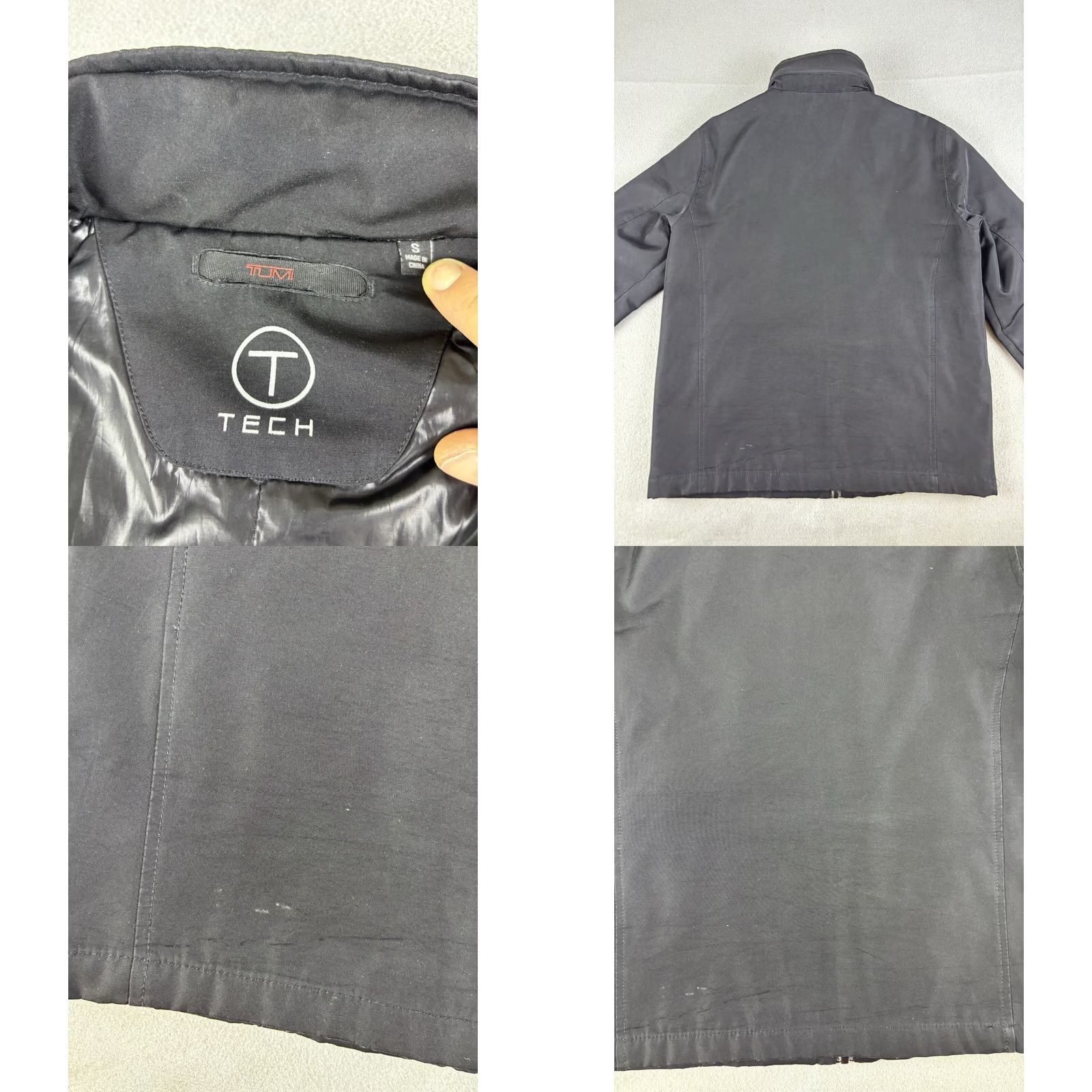 Tumi TUMI Tech Jacket Mens S Black Soft Shell Zip Up Hidden Hood Travel Casual Regular Jacket Size US S / EU 44-46 / 1 - 8 Thumbnail