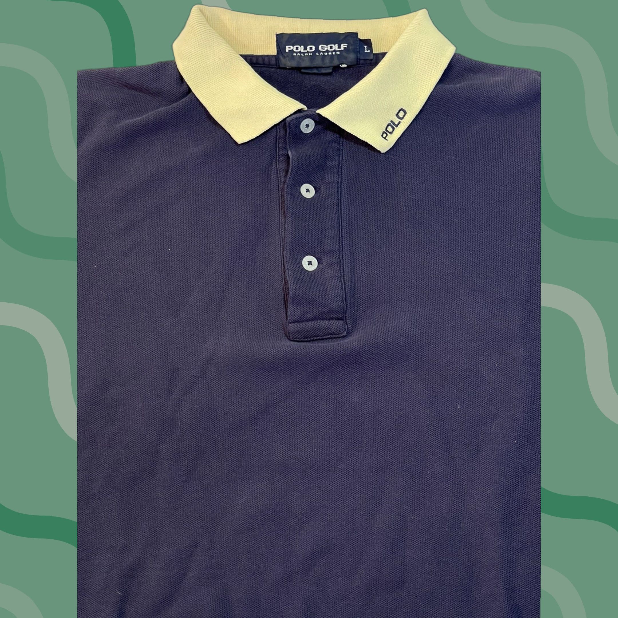 Ralph Lauren VINTAGE Ralph Lauren Polo Golf Collared Shirt Spell Out Logo Blue L Men 90s Sports Size US L / EU 52-54 / 3 - 1 Thumbnail