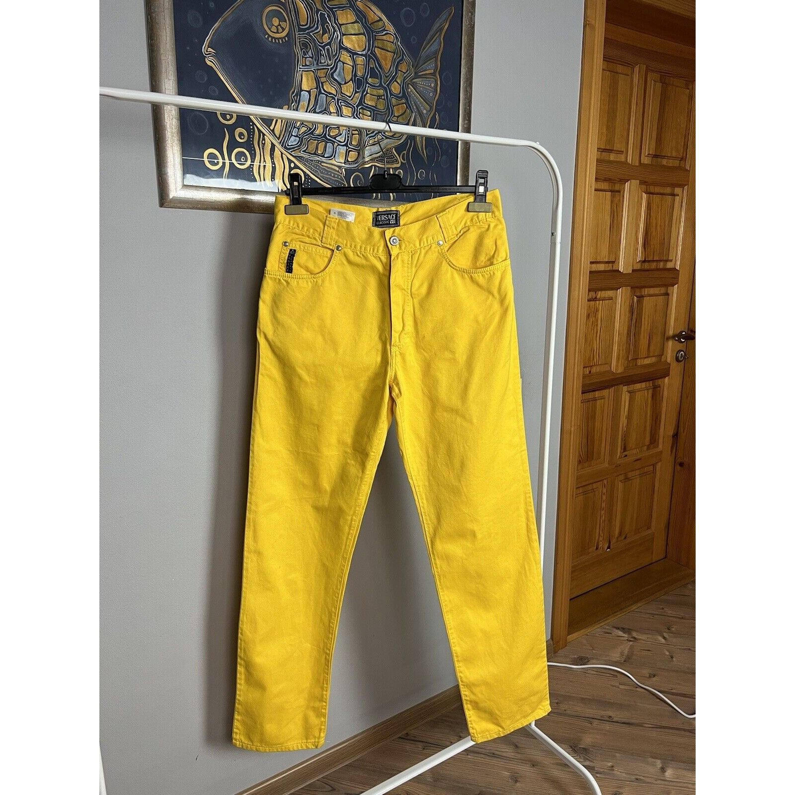 Versace RARE! Versace V2 Classic Men`s Yellow Denim Straight Pants S Size US 33 - 9 Thumbnail