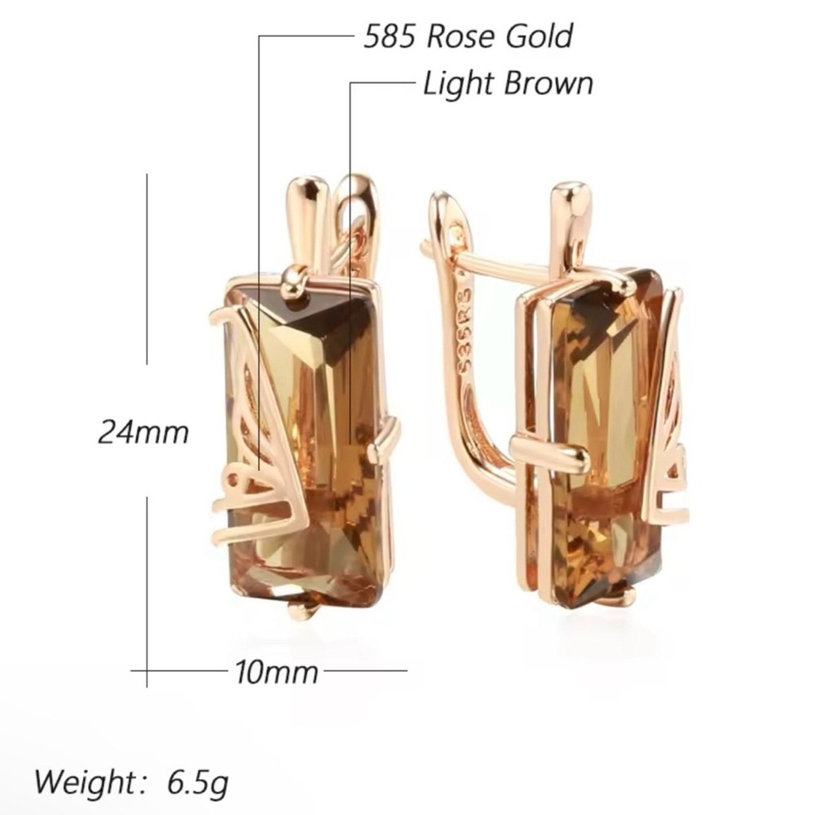 Other Light Brown Natural Zircon English Earrings for Women Square Size ONE SIZE - 6 Thumbnail