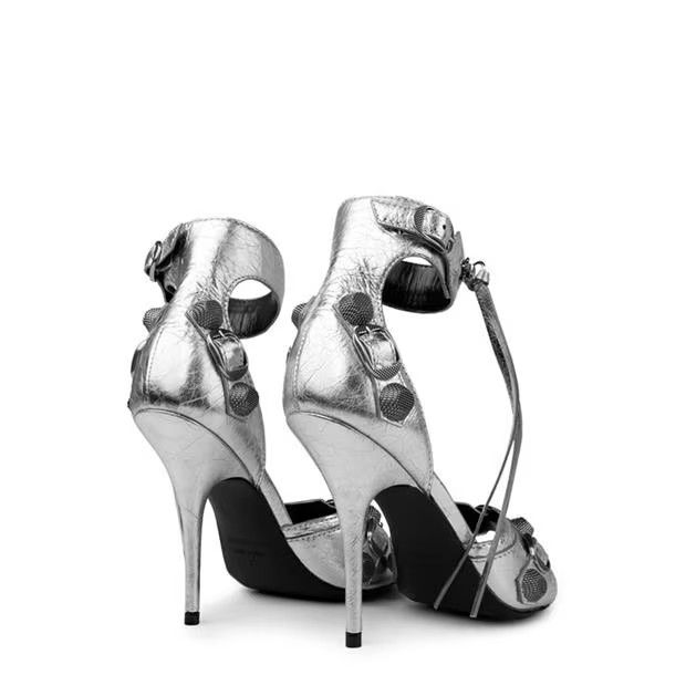 Balenciaga o1g2r1mq0924 Heels Sandals in Silver Size US 7.5 / IT 37.5 - 4 Thumbnail