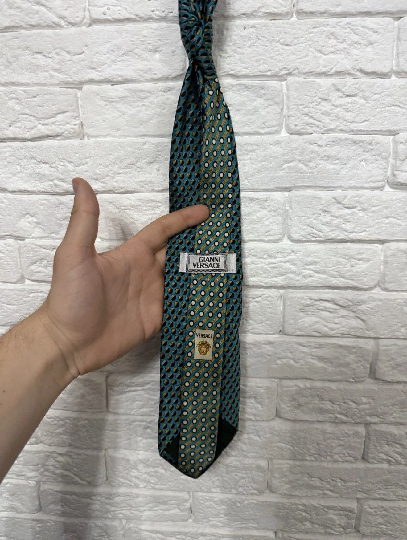 Versace Vintage 80`s Rare Gianni Versace Medusa Silk Tie One Size Size ONE SIZE - 4 Thumbnail