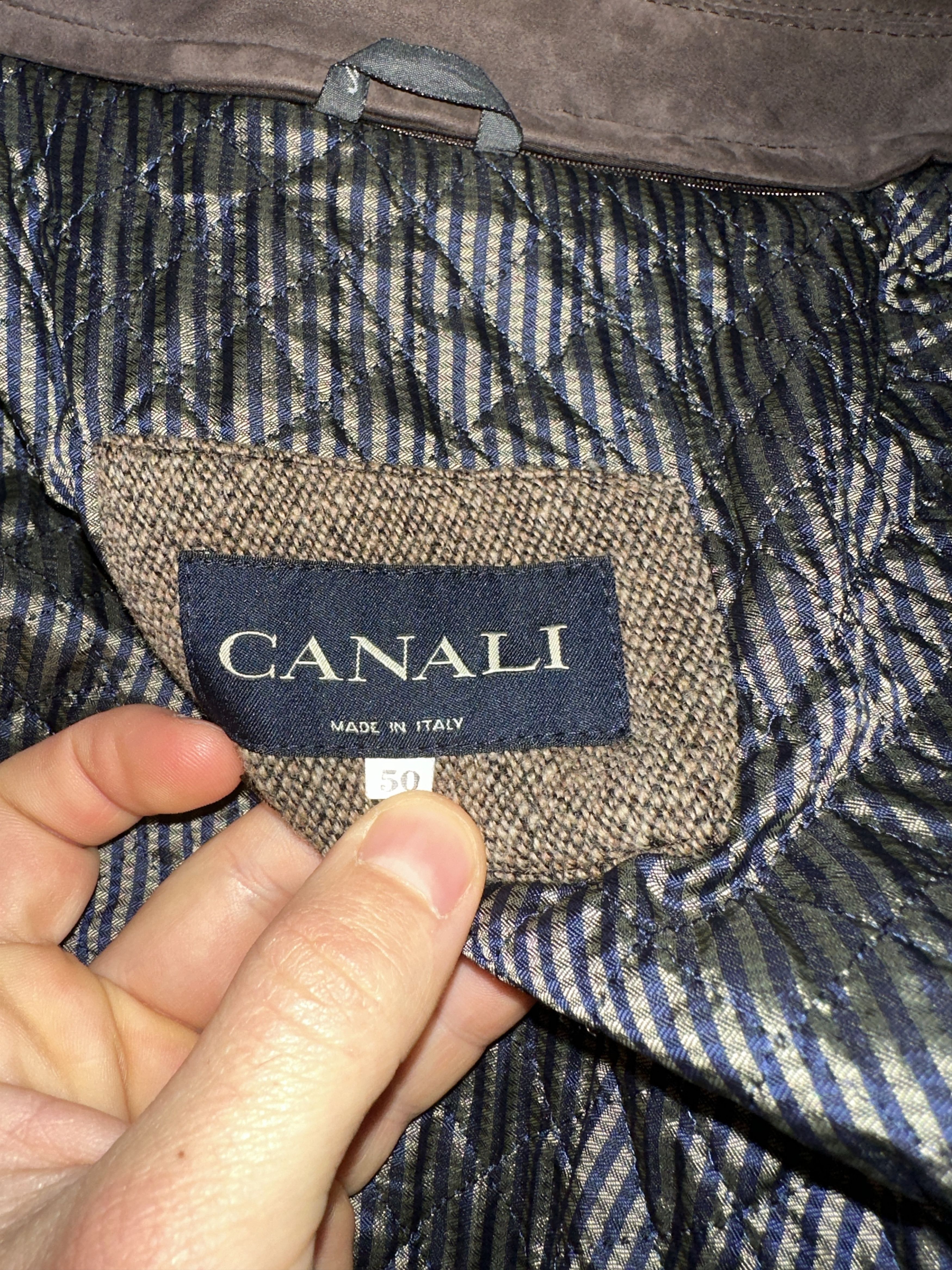 Canali Canali Wool Cashmere Tweed Style Coat Leather Collar 50 IT Size US M / EU 48-50 / 2 - 3 Thumbnail