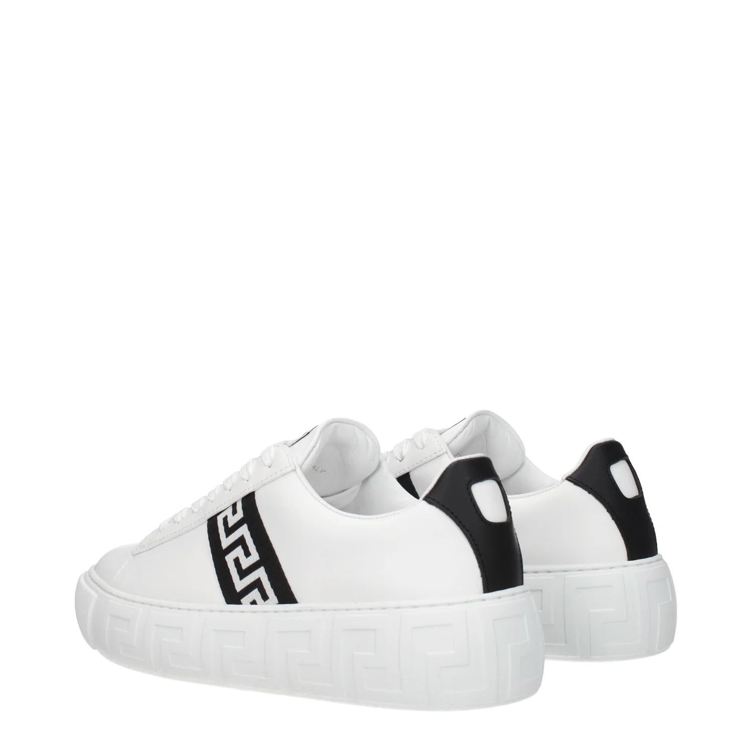Versace ob1o1e0125 Leather Low-Top Sneakers in White Black Size US 8 / IT 38 - 4 Thumbnail