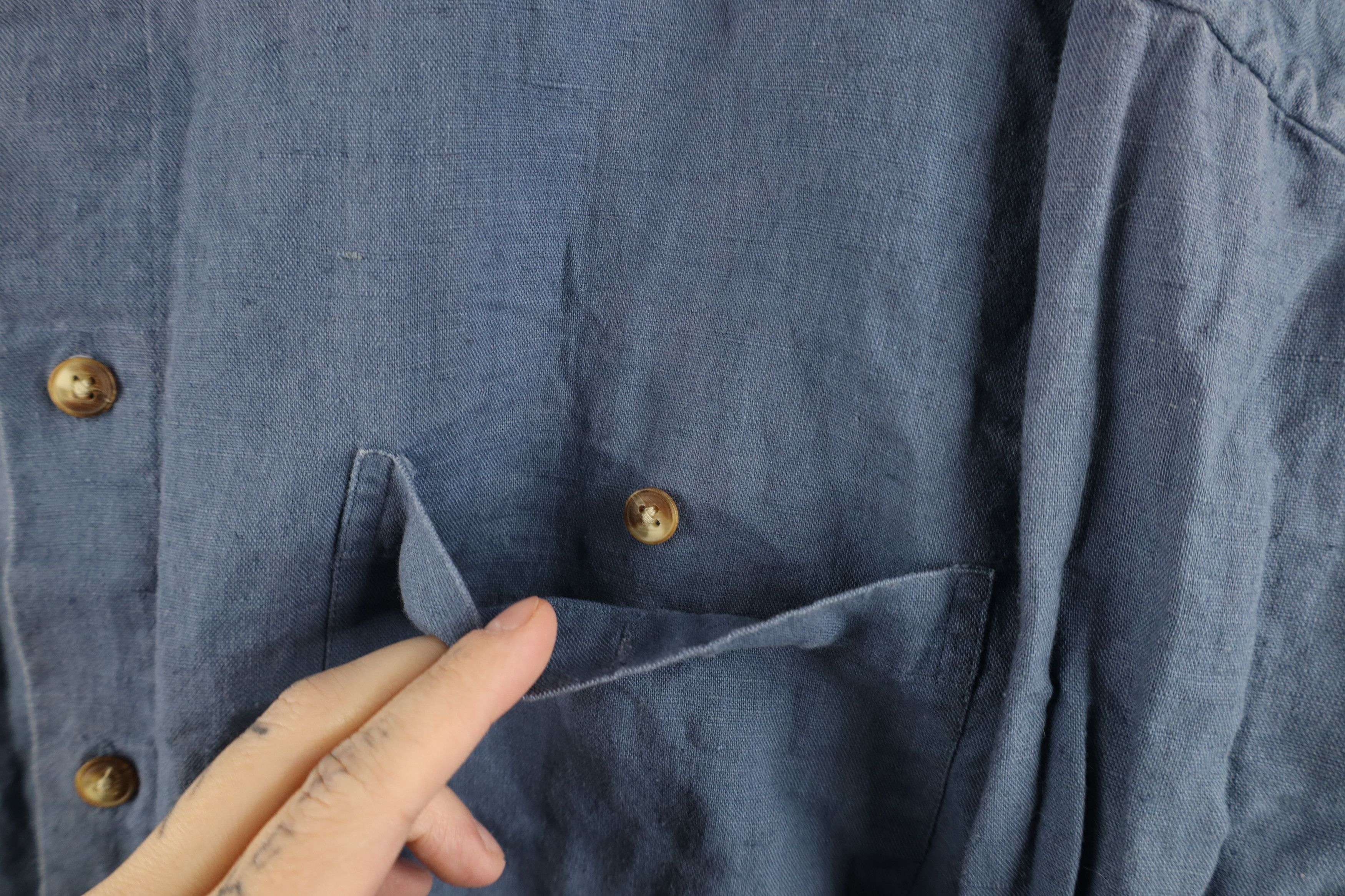 Vintage Vintage 90s Streetwear Linen Blend Band Collar Button Shirt Size US M / EU 48-50 / 2 - 4 Thumbnail