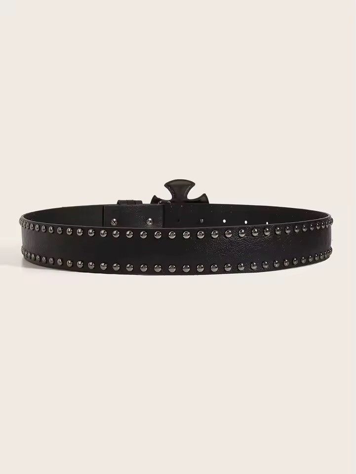 Other Gothic Punk Rhinestone Y2k Cross PU Leather Belt Size ONE SIZE - 3 Thumbnail