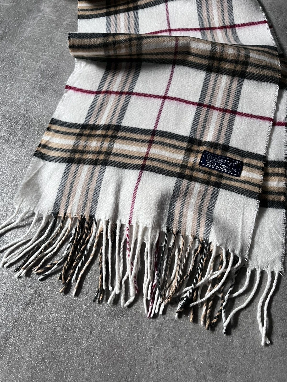 Burberry Burberrys vintage scarf cream wool Size ONE SIZE - 3 Thumbnail