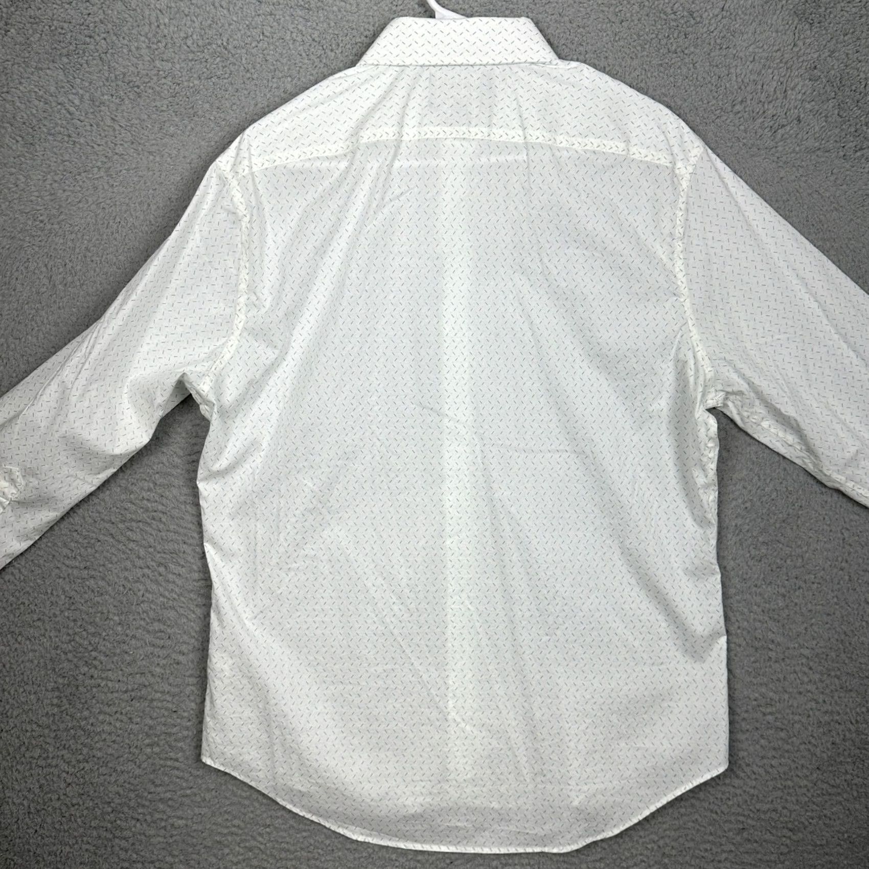 Bonobos Bonobos Shirt Mens 16.5-33 White Teal Slim Fit Dress Geometric Button Up Stretch Size 46R - 2 Thumbnail