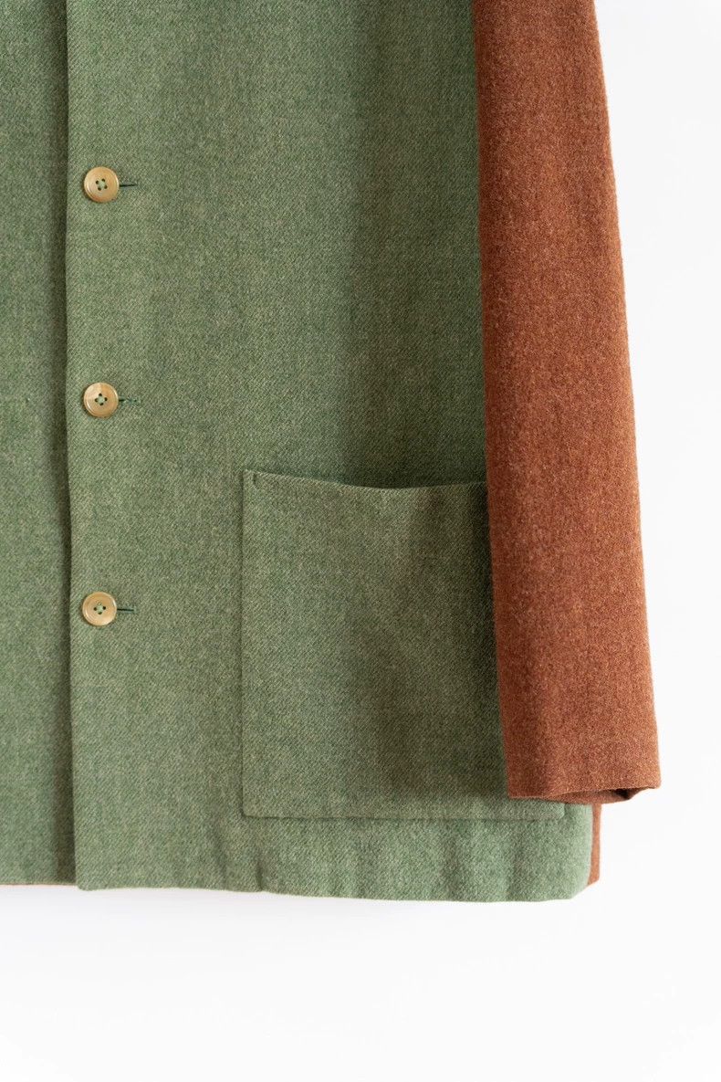 Yohji Yamamoto Yohji Yamamoto size m 90aw brown-green color-block blazer Size 38R - 6 Thumbnail