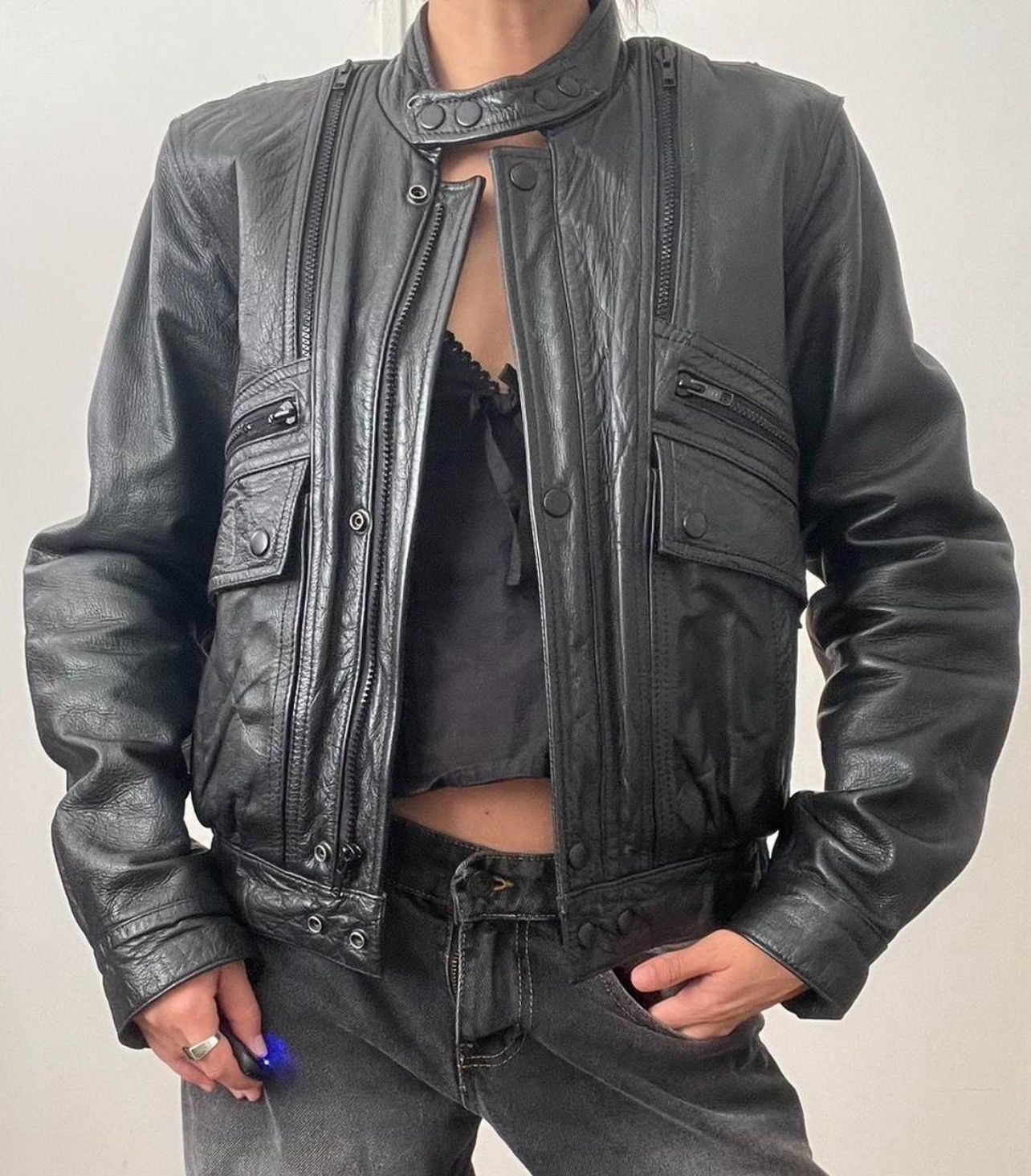 Vintage Utility leather bomber jacket Size S / US 4 / IT 40 - 3 Thumbnail