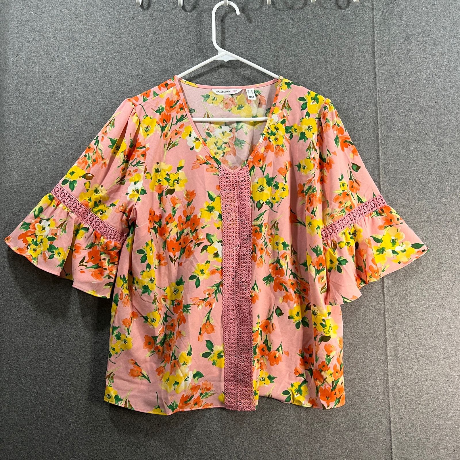 Isaac Mizrahi Isaac Mizrahi LIVE! Printed Stretch Crepe Blouse Pink Medium Size M / US 6-8 / IT 42-44 - 1 Thumbnail