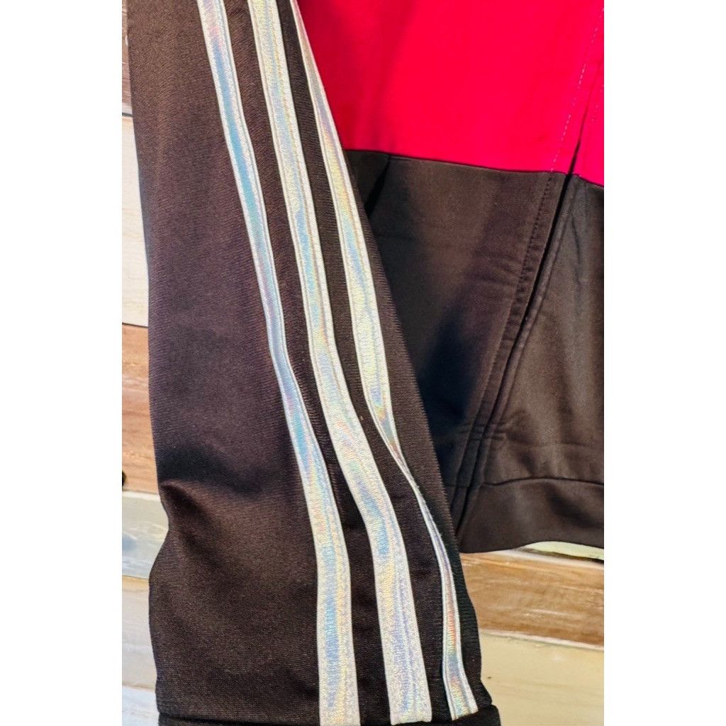 Adidas Adidas Girls Black Burgundy Pink Tricot Colorblock Zip Track Size L / US 10 / IT 46 - 3 Thumbnail