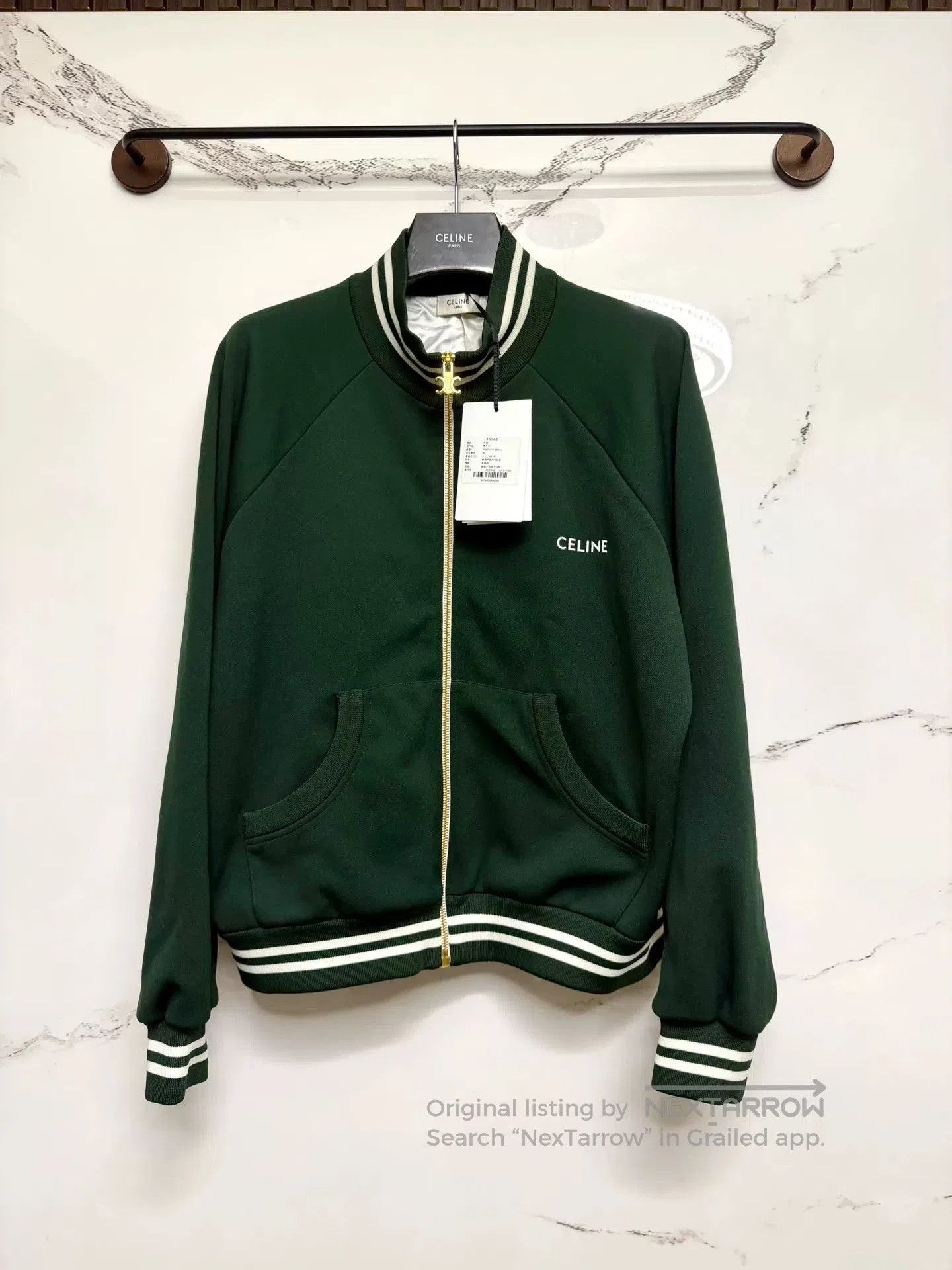 Celine celine green embroidered logo collar jacket. Size US L / EU 52-54 / 3 - 1 Thumbnail