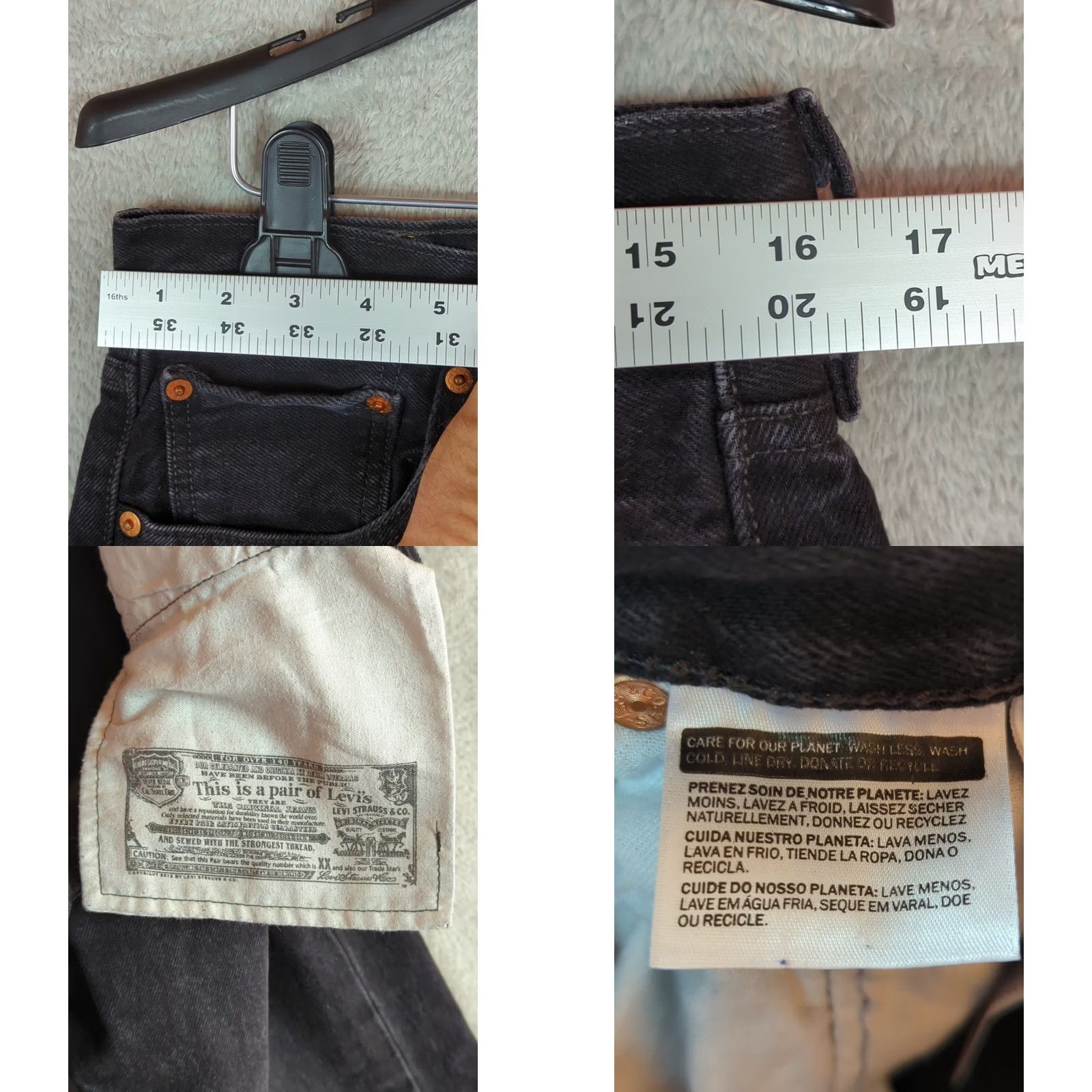 Levi's Levi's 501 Jeans Men 32X32 Black Denim Button Fly Straight Leg Classic Size US 32 / EU 48 - 9 Thumbnail