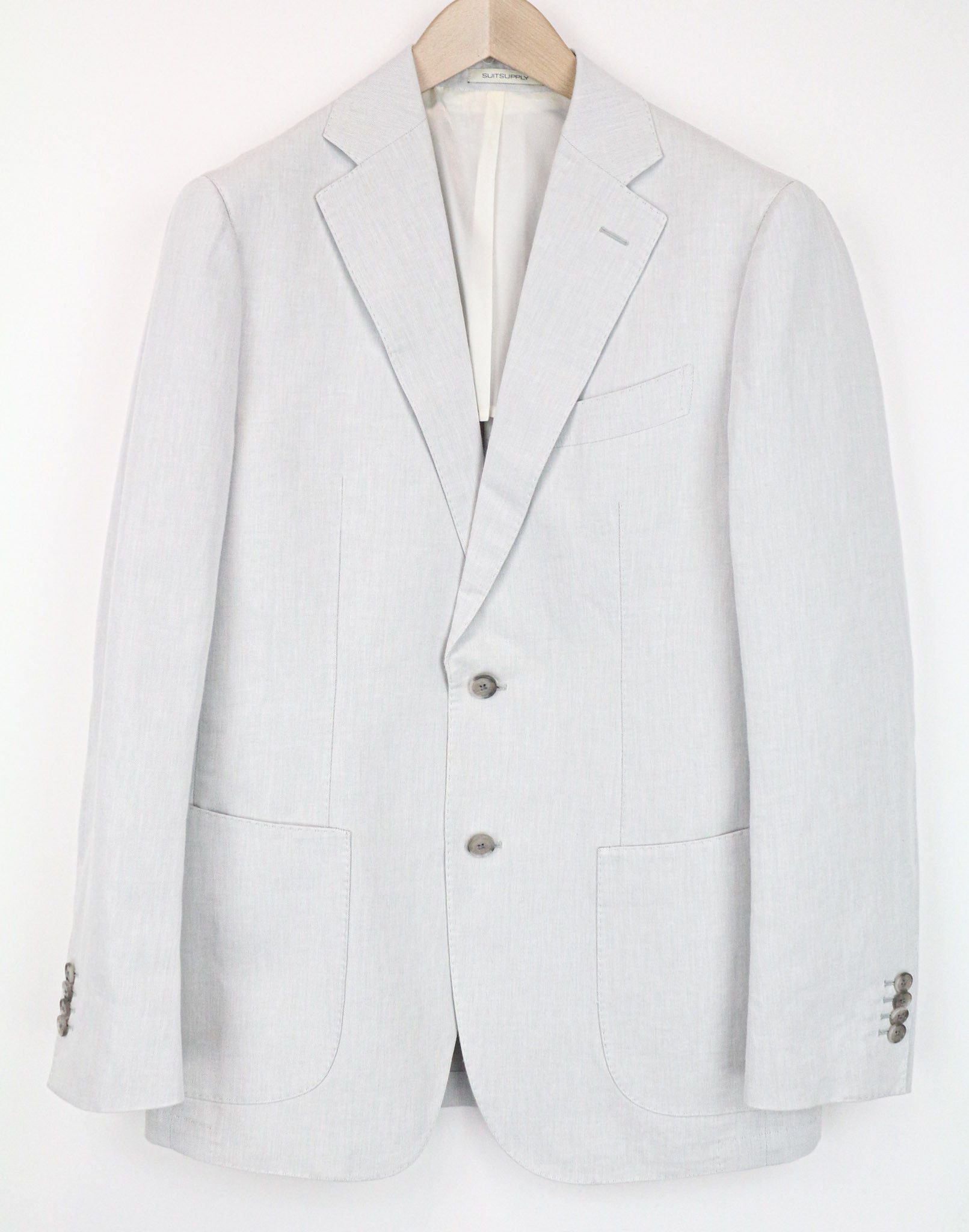 Suitsupply HAVANA PATCH UK38R Grey Linen Cotton Suit 75298 Size 38R - 2 Thumbnail