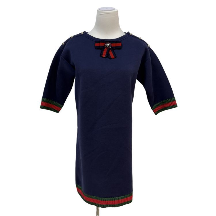 Gucci Gucci Bow Pearl Web Dress Size S Size S / US 4 / IT 40 - 1 Thumbnail