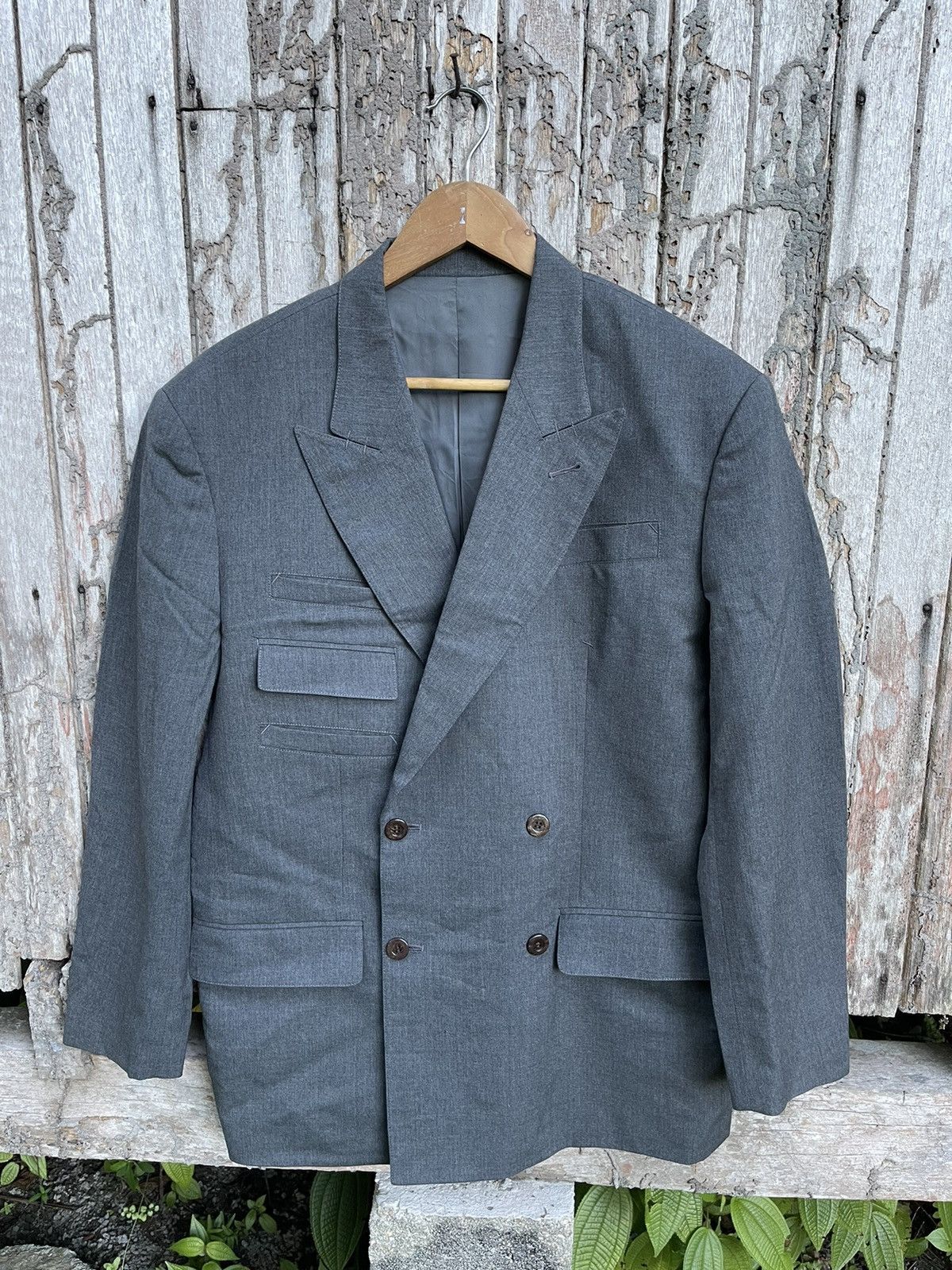 Jean Paul Gaultier Jean Paul Gaultier Homme Charcoal Wool DoubleBreasted Blazer Size 50S - 1 Thumbnail