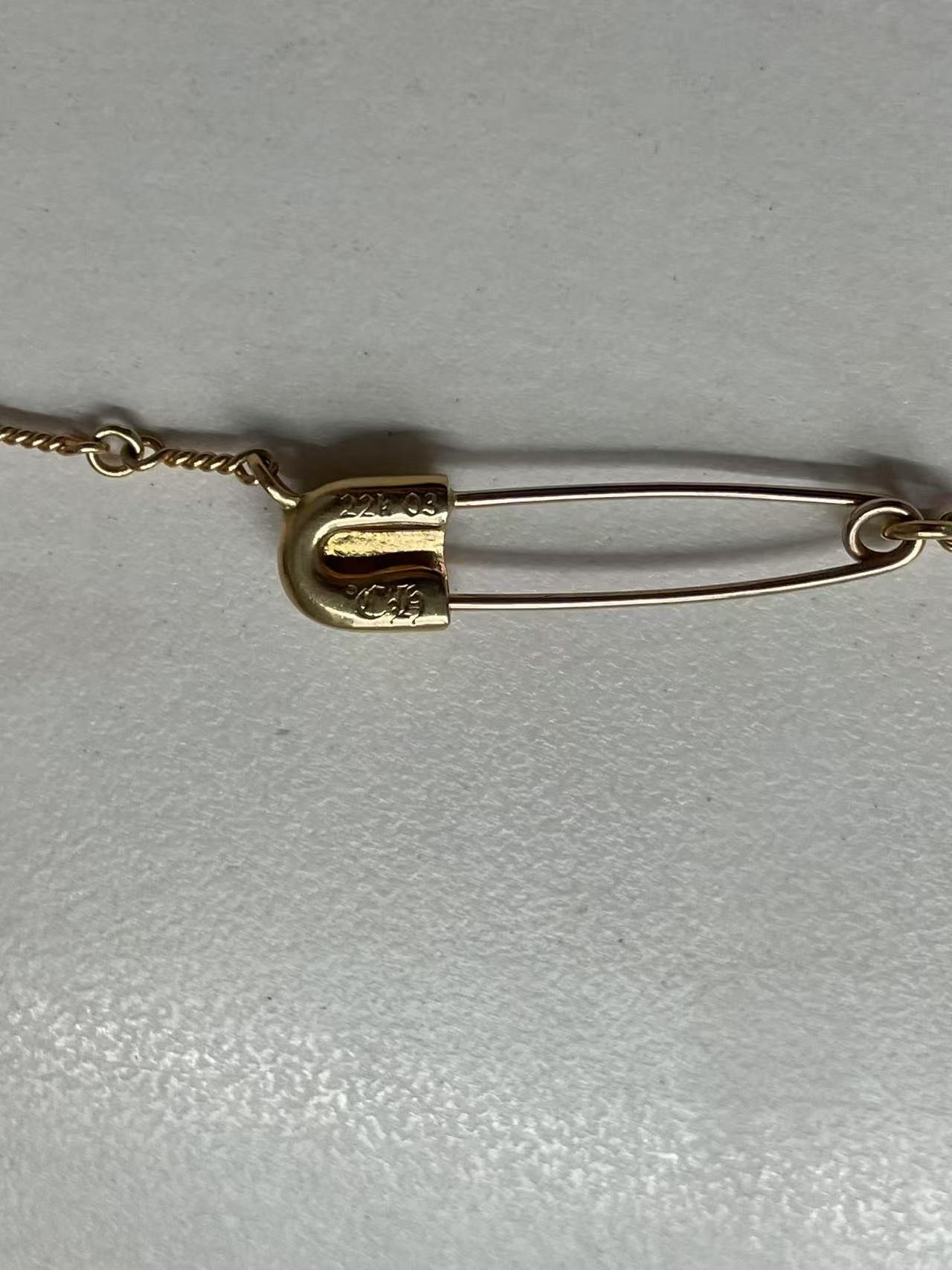 Chrome Hearts Chrome Hearts 22K Gold Emerald Safety Pin Necklace Size ONE SIZE - 11 Thumbnail