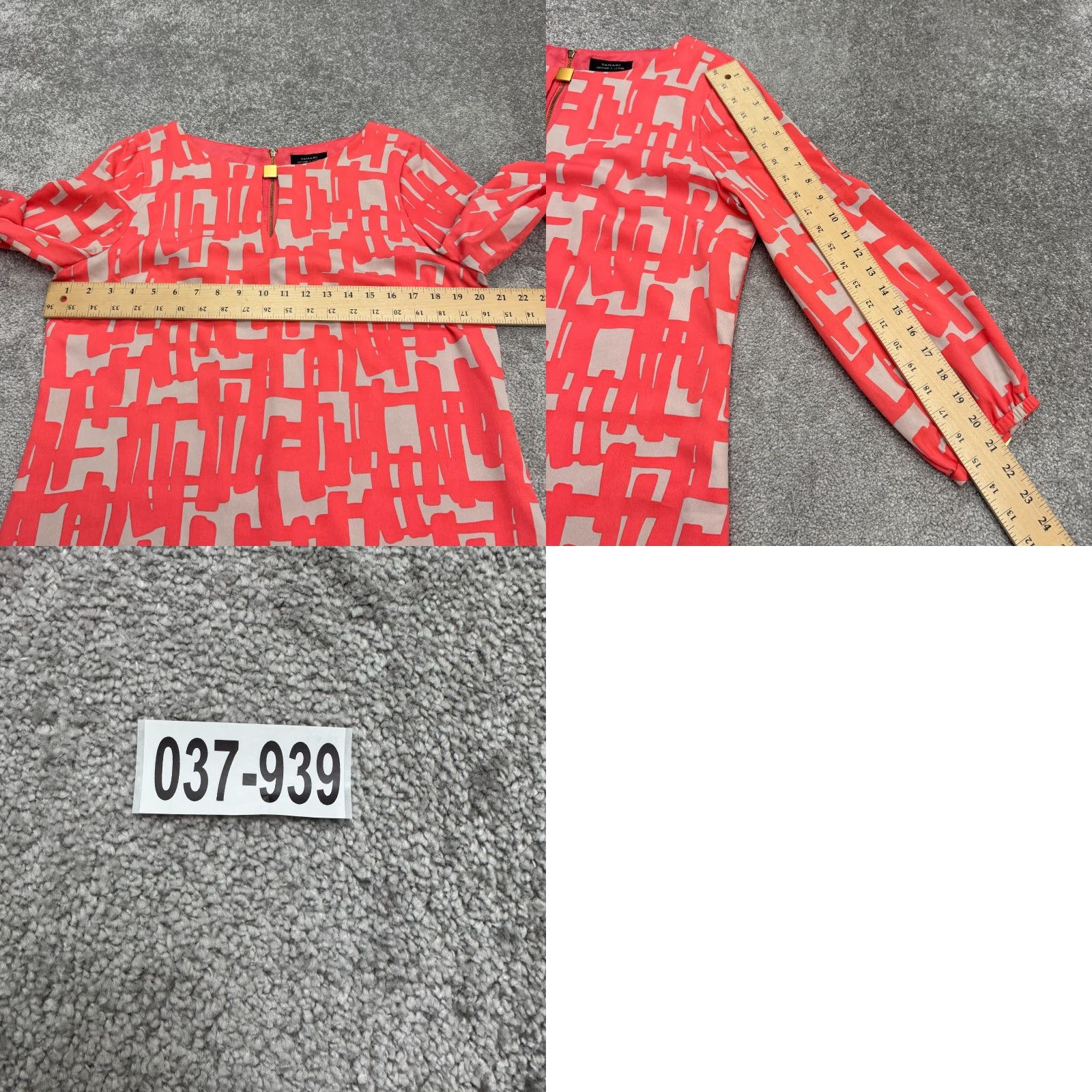 Vintage Tahari Geometric Midi Shift Dress Womens 10 Coral Pink Keyhole Zip Size L / US 10 / IT 46 - 10 Thumbnail