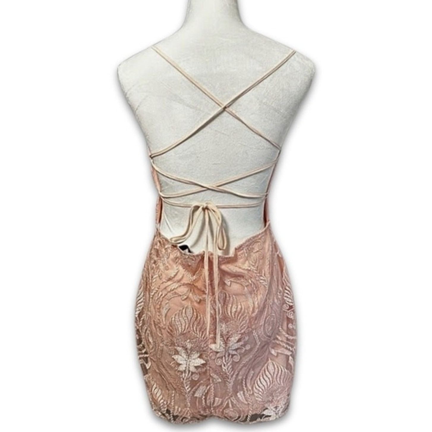 Area Area Star Floral Pink Mini Sheath Dress Sweetheart Neck L Size L / US 10 / IT 46 - 6 Thumbnail