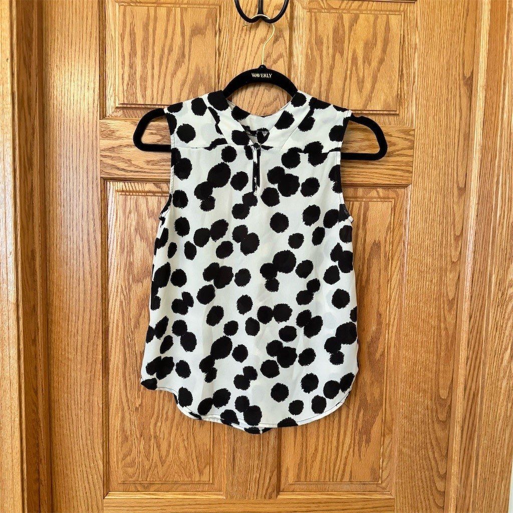 Other Who What Wear Blouse Womens XS Sleeveless Black White Polka Size XS / US 0-2 / IT 36-38 - 3 Thumbnail