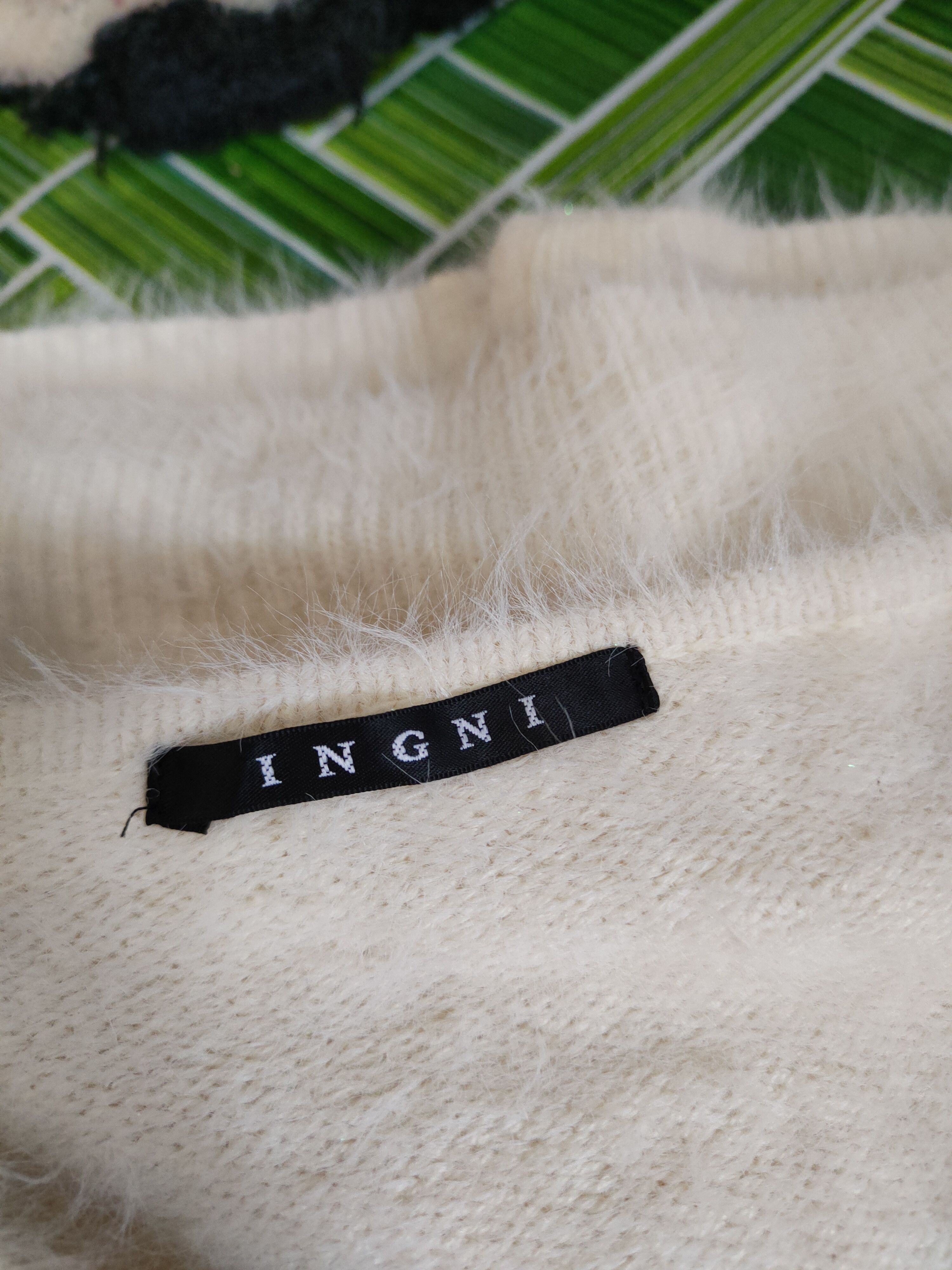 Homespun Knitwear Ingni Beige Shag Shaggy Fur Mohair Knitwear Cardigan#S2110 Size S / US 4 / IT 40 - 12 Thumbnail