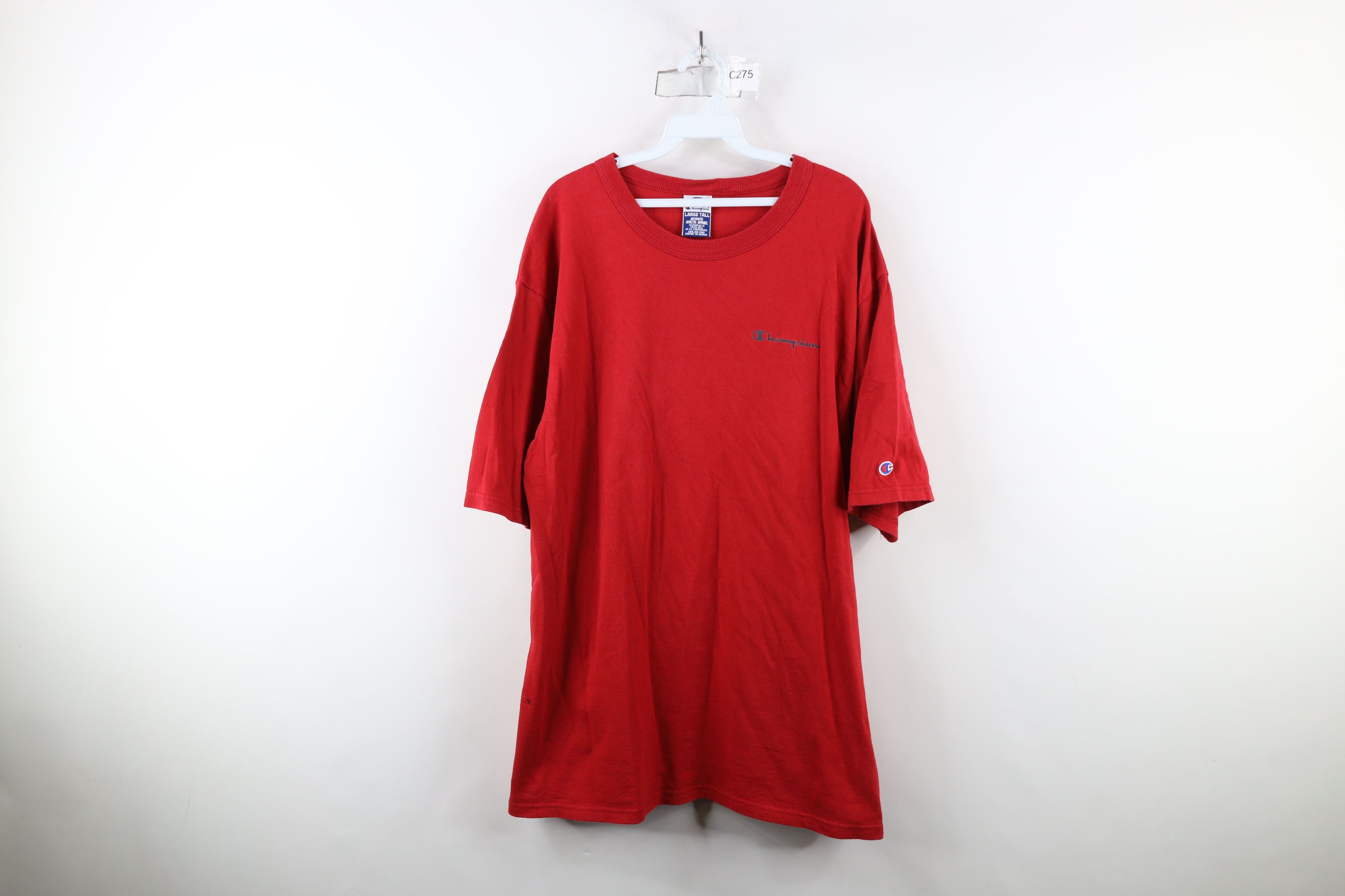 Champion × Vintage Vintage 90s Champion Faded Spell Out Jersey Knit T-Shirt Red Size US L / EU 52-54 / 3 - 1 Thumbnail