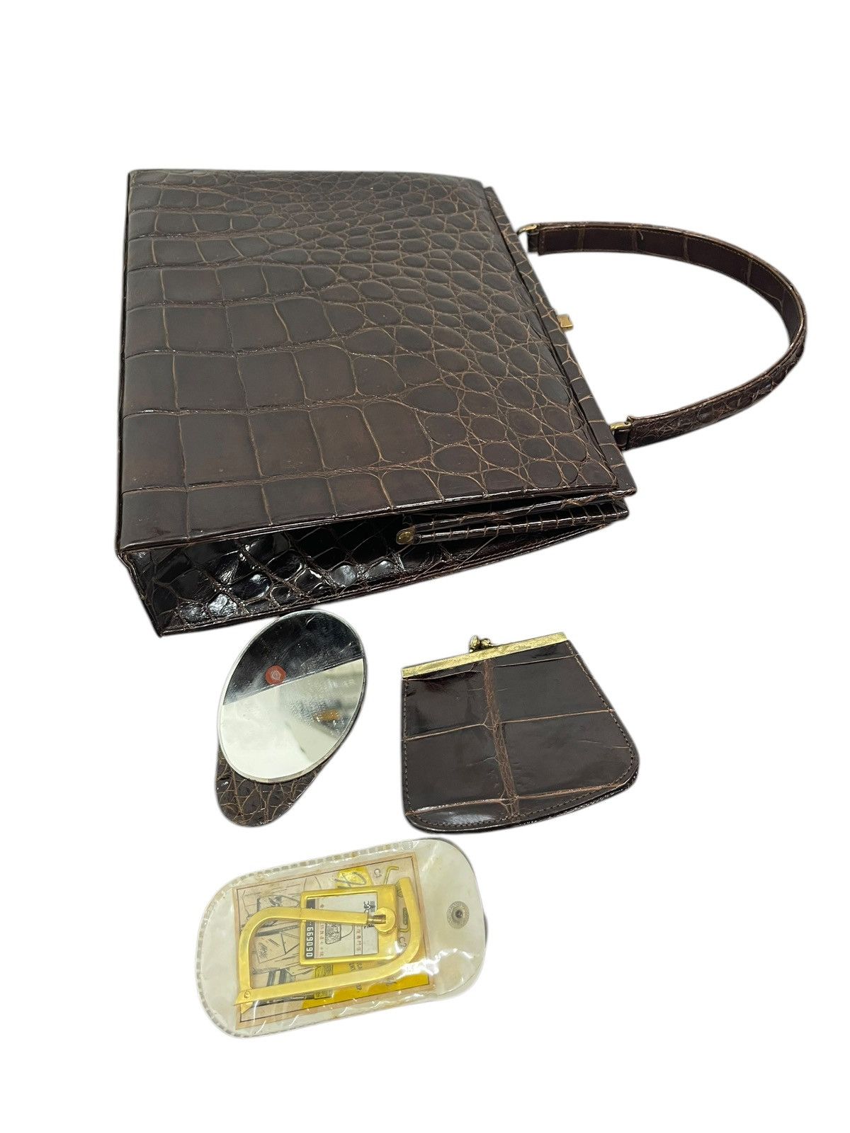 Genuine Leather Crocodile Skin Vtg DK Germany Hand Bag 1🟩3 Size ONE SIZE - 18 Thumbnail