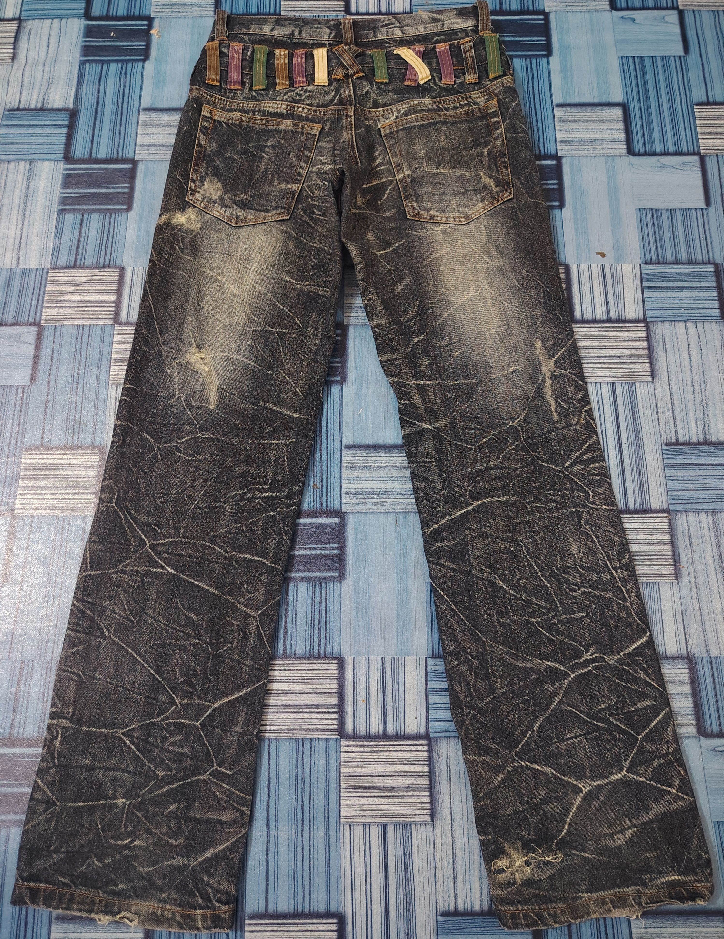Who Decides War Japanese Nylaus Double Waist Distressed Jeans Size US 29 - 14 Thumbnail