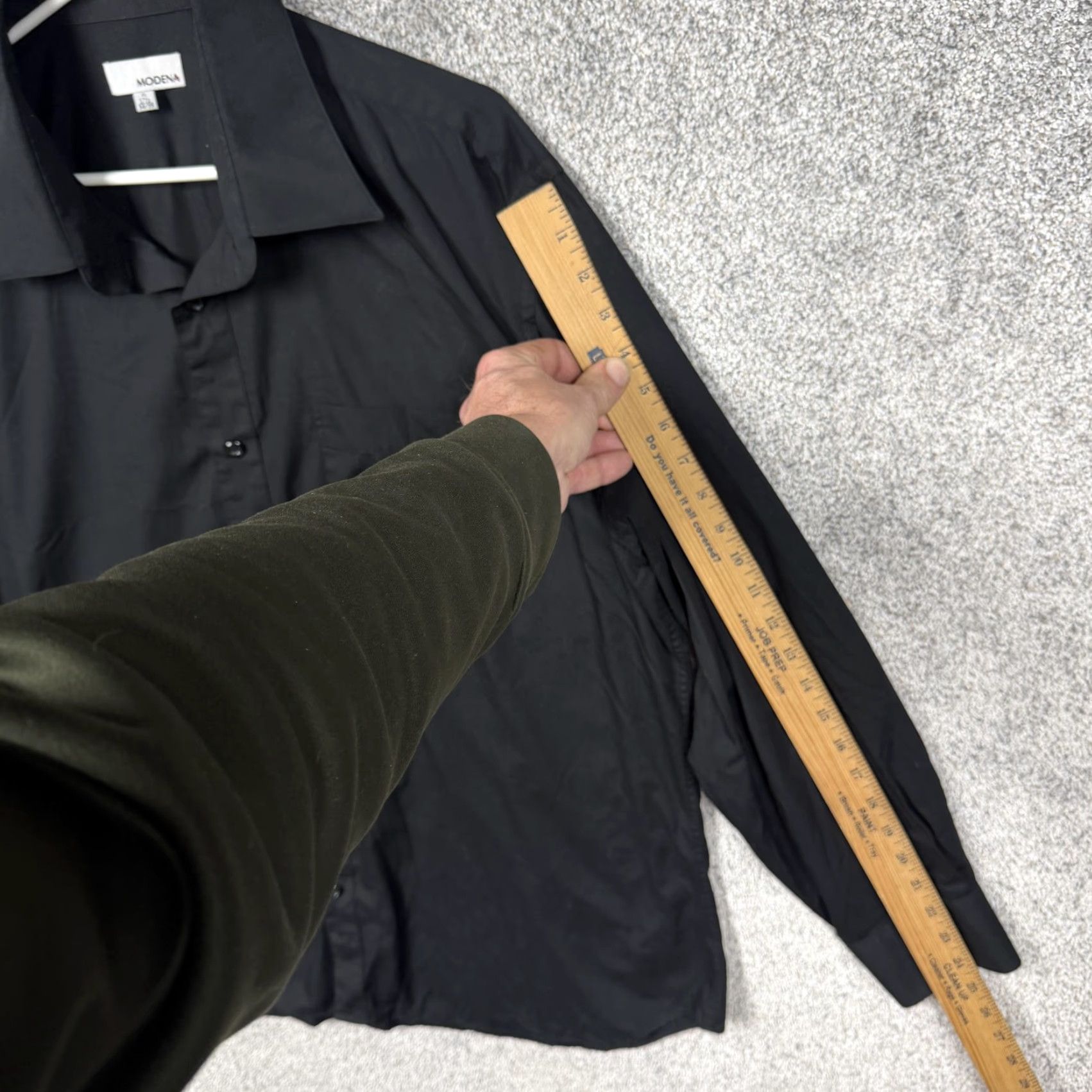 Vintage Modena Dress Shirt Mens XL 17.5 34/35 Black Long Sleeve Business Formal Size 46R - 3 Thumbnail