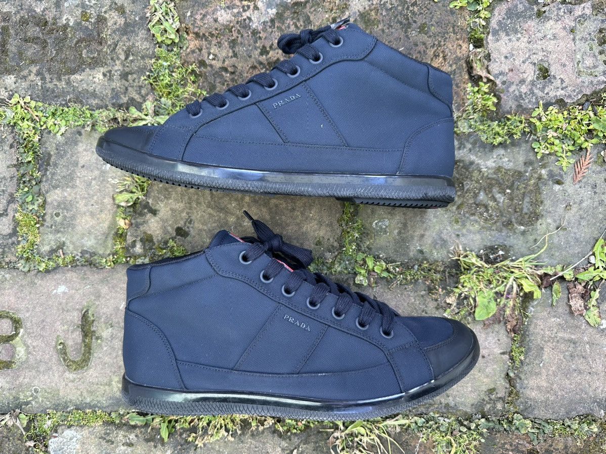 Prada 💫Prada💫(4T 3029) High Top Canvas Sneakers U.K-10.5/U.S-11.5 Size US 11.5 / EU 44-45 - 4 Thumbnail