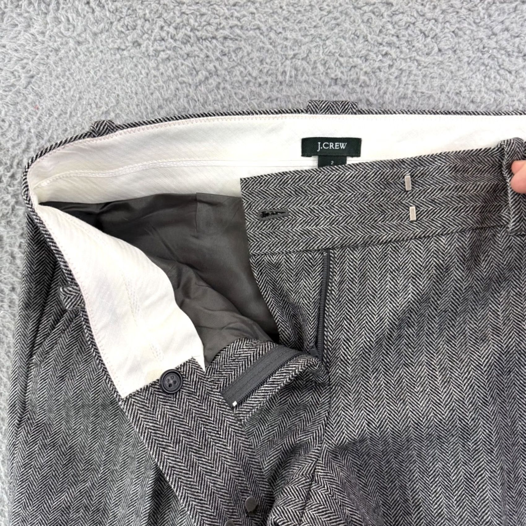 J.Crew J.Crew Dress Pants Womens 2 Gray Wool Herringbone Pleated City Fit Business Dress Pants Adults Womens Gray Wool Herringbone City Fit 2 Size 26" / US 2 / IT 38 - 4 Thumbnail