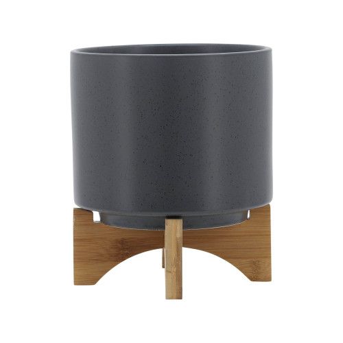 Designer × Homemade 8" PLANTER W/ WOOD STAND, MATTE GRAY Size US L / EU 52-54 / 3 - 3 Thumbnail