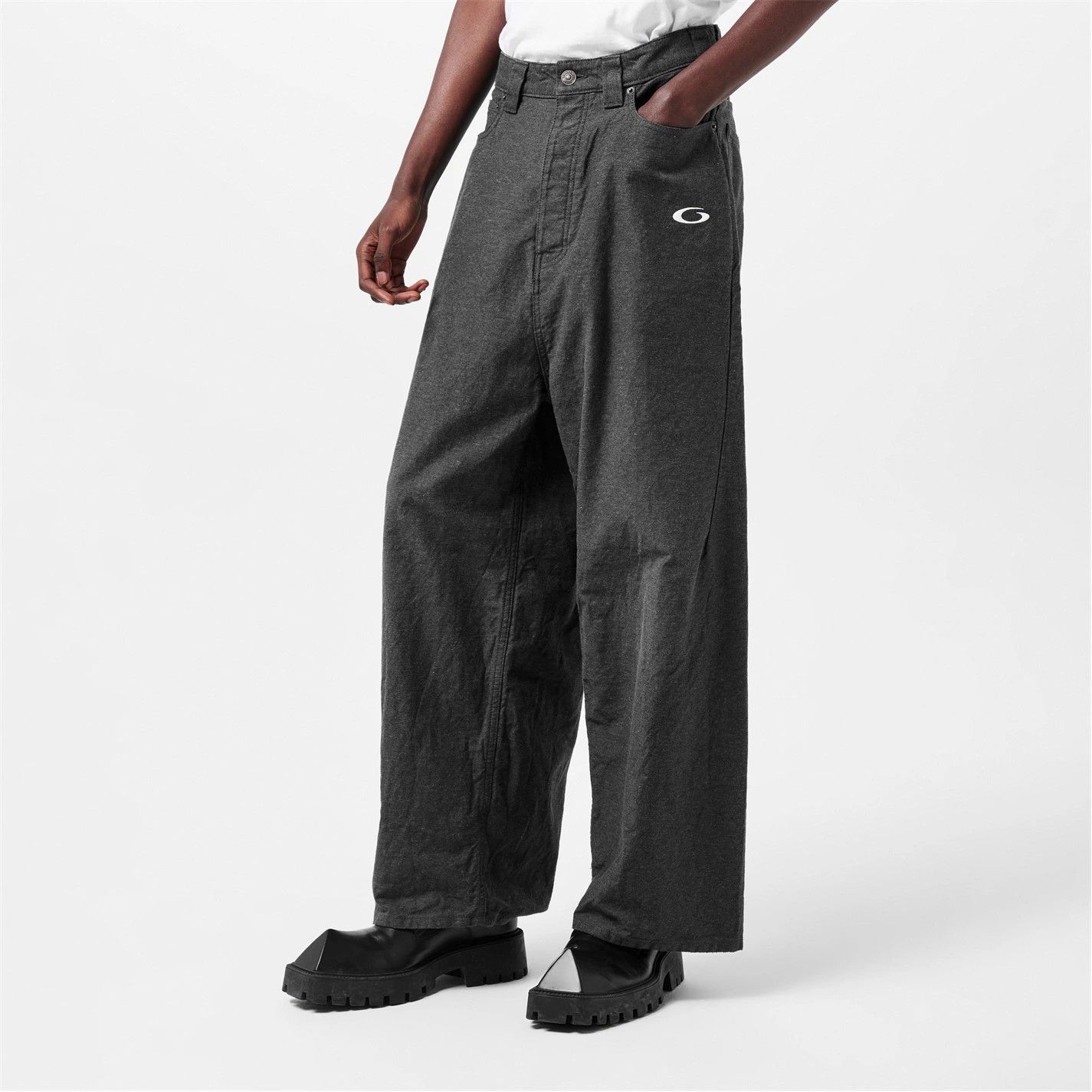 Balenciaga o1g2r1mq0226 Denim Wide Leg Pants In Washed Grey Size US 30 / EU 46 - 3 Thumbnail