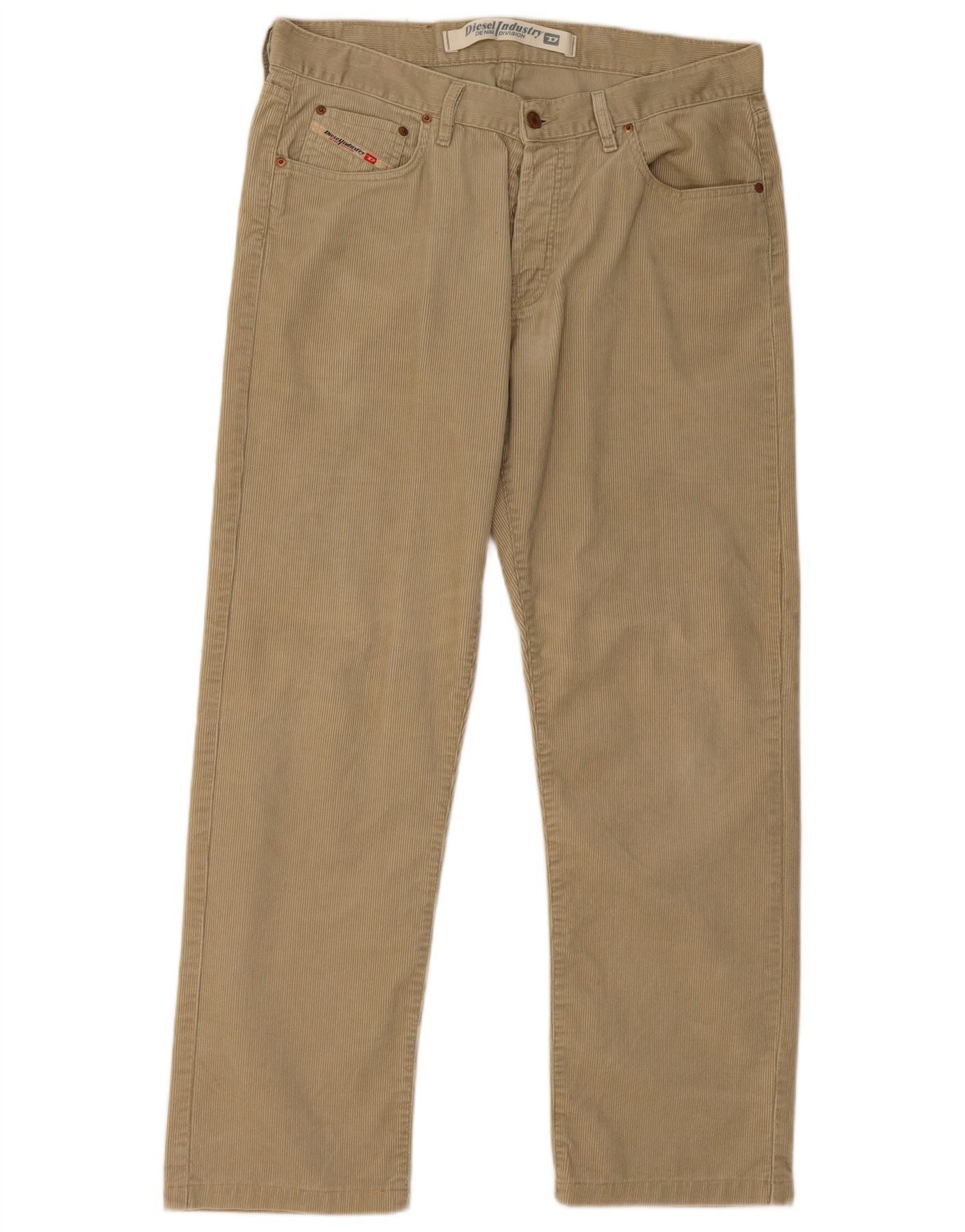 Diesel Mens Straight Corduroy Trousers W36 L31 Beige Cotton Size US 36 / EU 52 - 1 Thumbnail