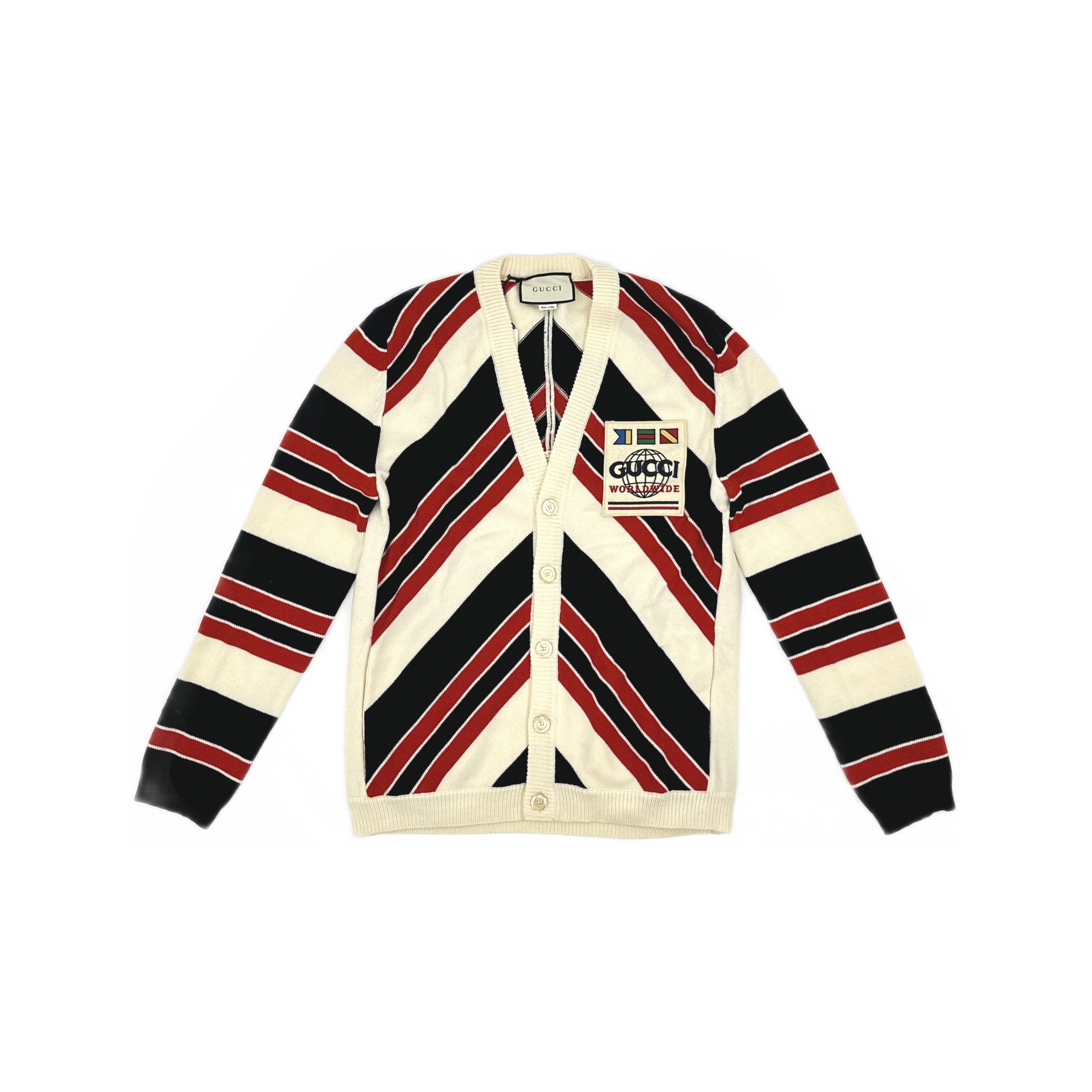 Gucci Gucci Worldwide Striped Wool Cardigan M Size US M / EU 48-50 / 2 - 1 Thumbnail