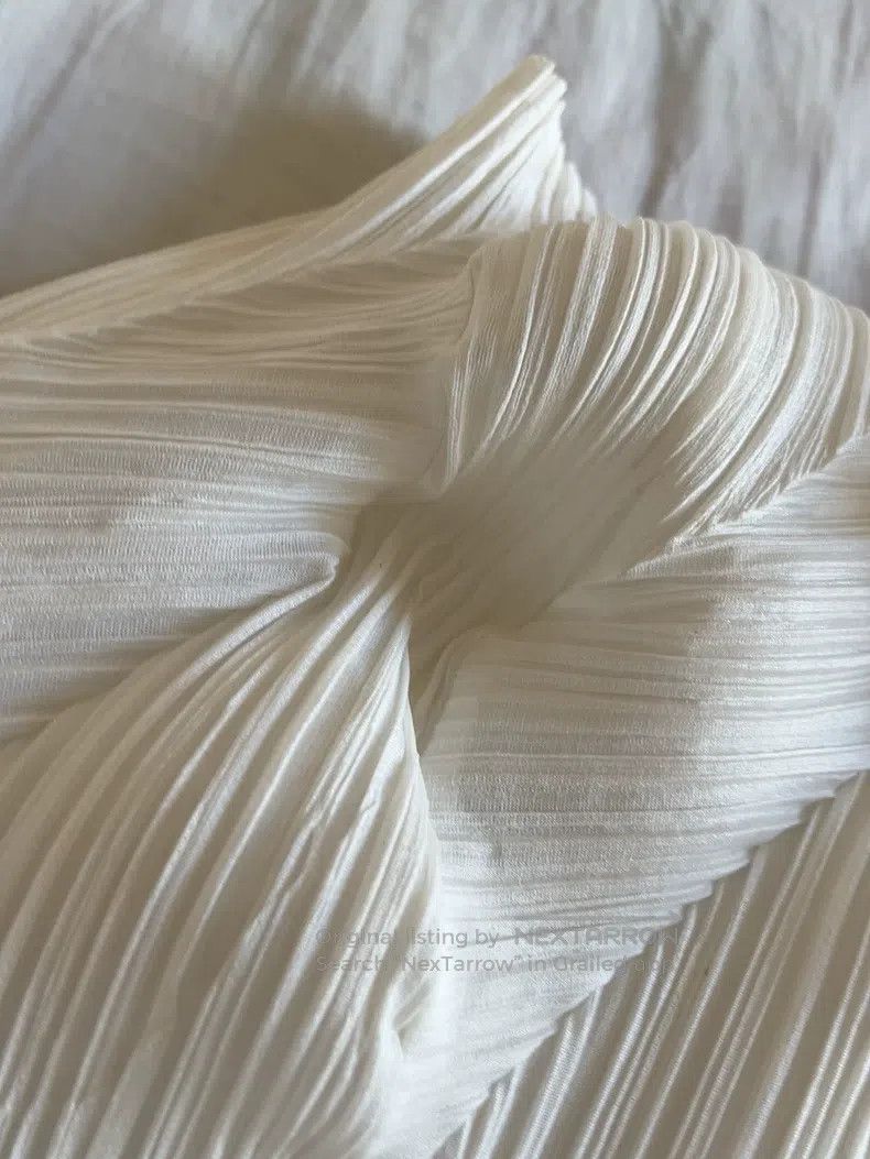 Issey Miyake Issey Miyake White Ruffled Collar Short-Sleeve Top Size XL / US 12-14 / IT 48-50 - 4 Thumbnail