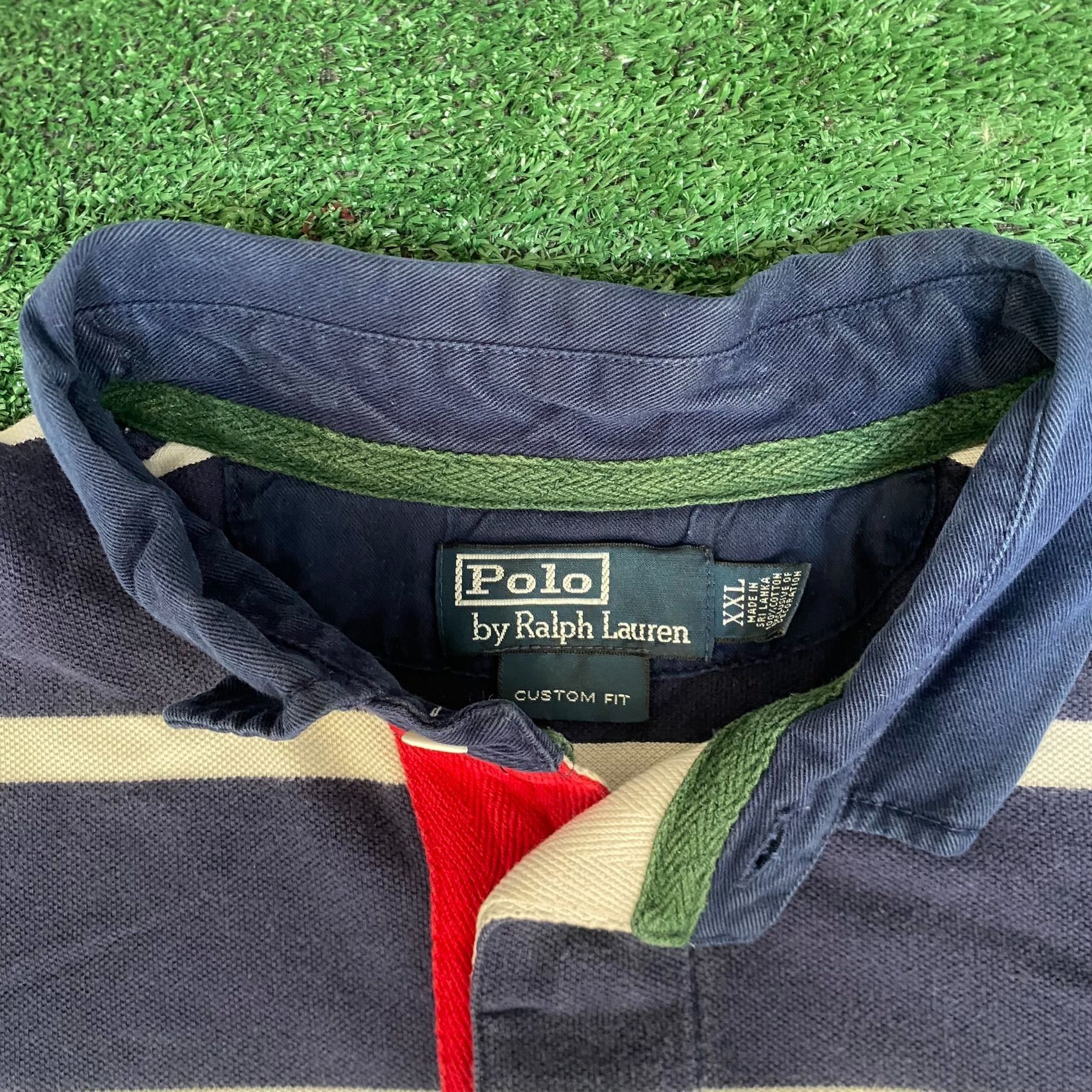 Polo Ralph Lauren Vintage Y2K Ralph Lauren Shirt Navy Striped Logo Polo Shirt Size US XXL / EU 58 / 5 - 4 Thumbnail