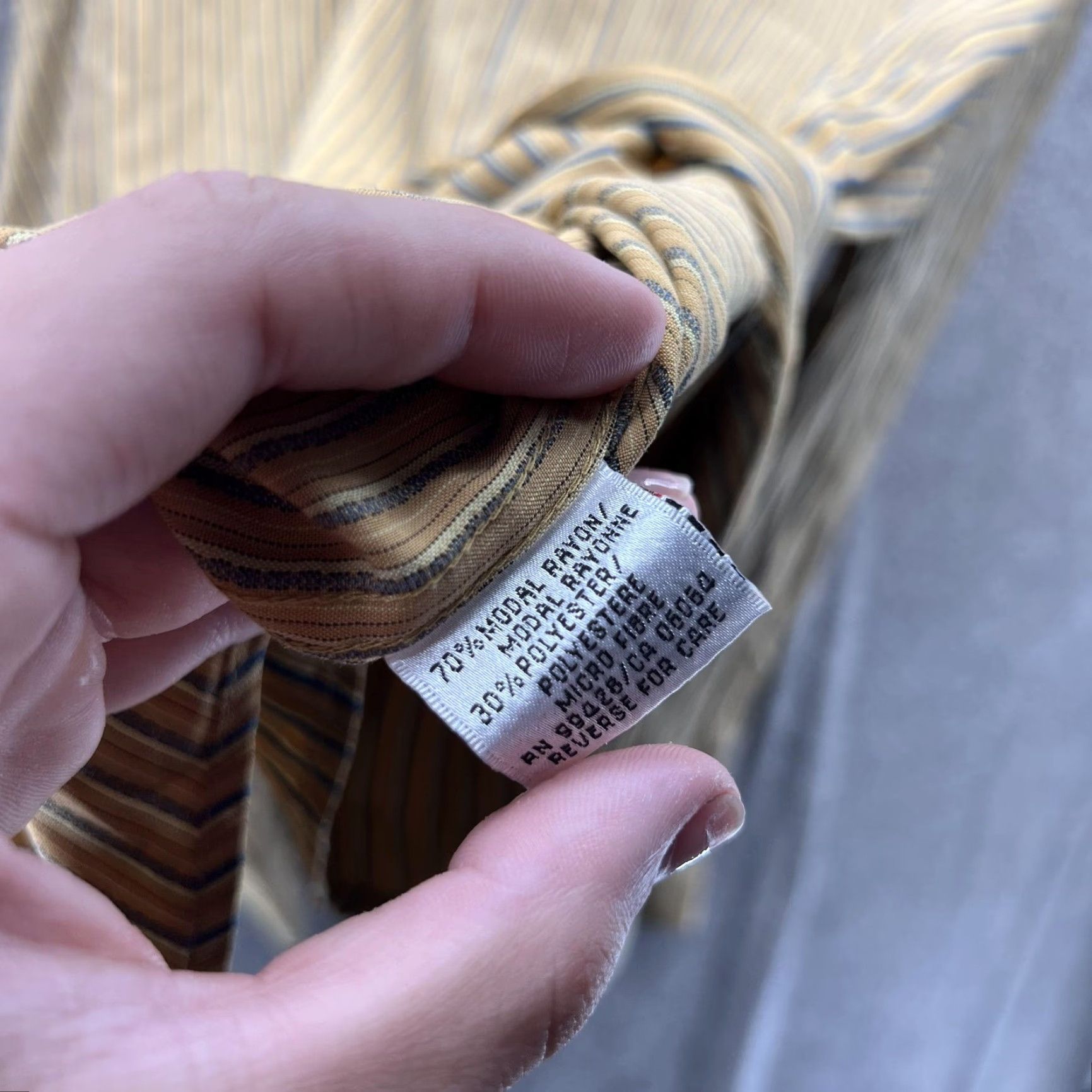 BUGATCHI Bugatchi Uomo Shirt Mens M Yellow Stripe Button Front Boho Oxford Blue Size US M / EU 48-50 / 2 - 3 Thumbnail