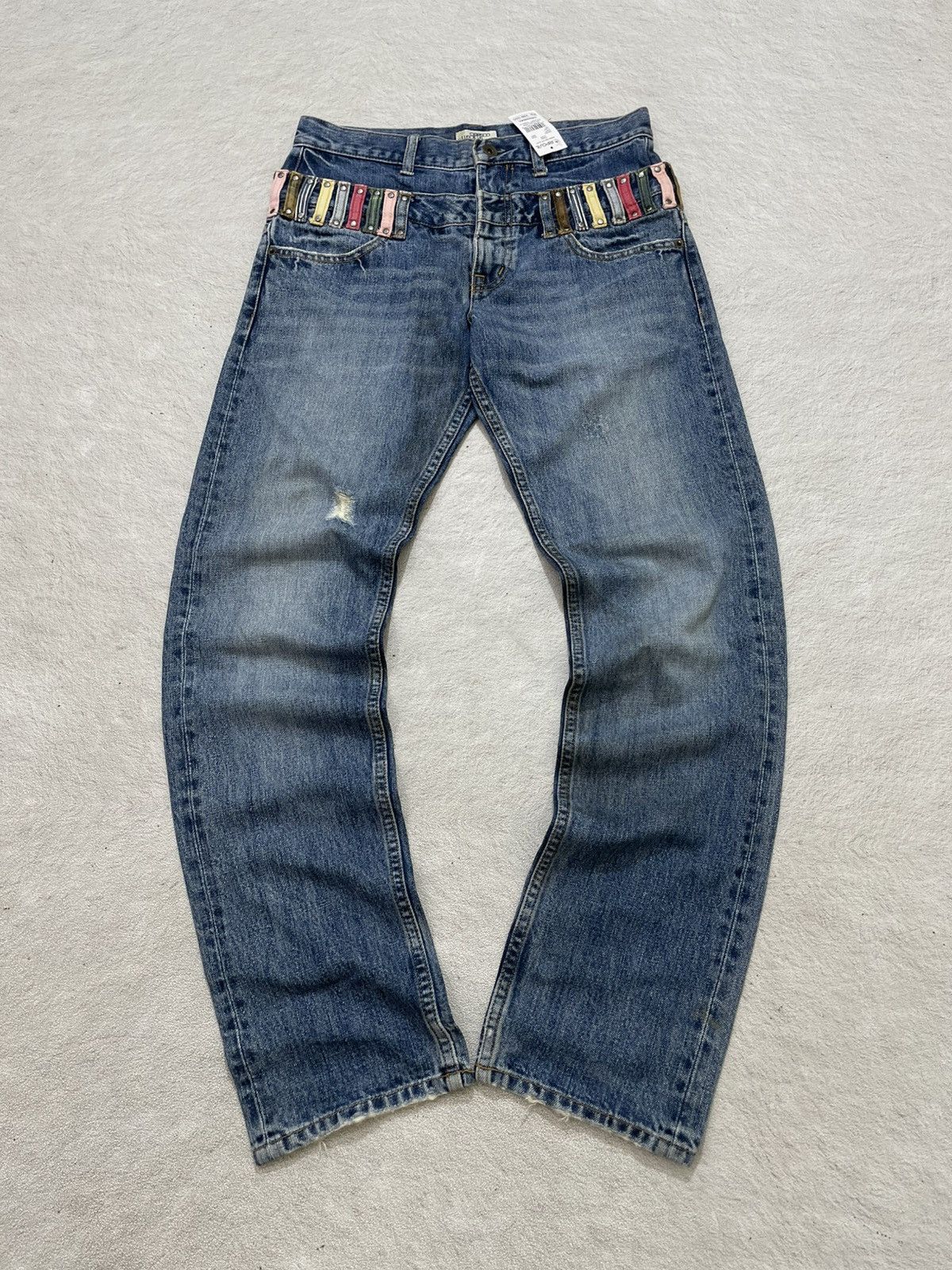 Number (N)ine 2000s Japanese Double Waist Denim Wash Distressed LGB ifsix Size US 29 - 1 Thumbnail